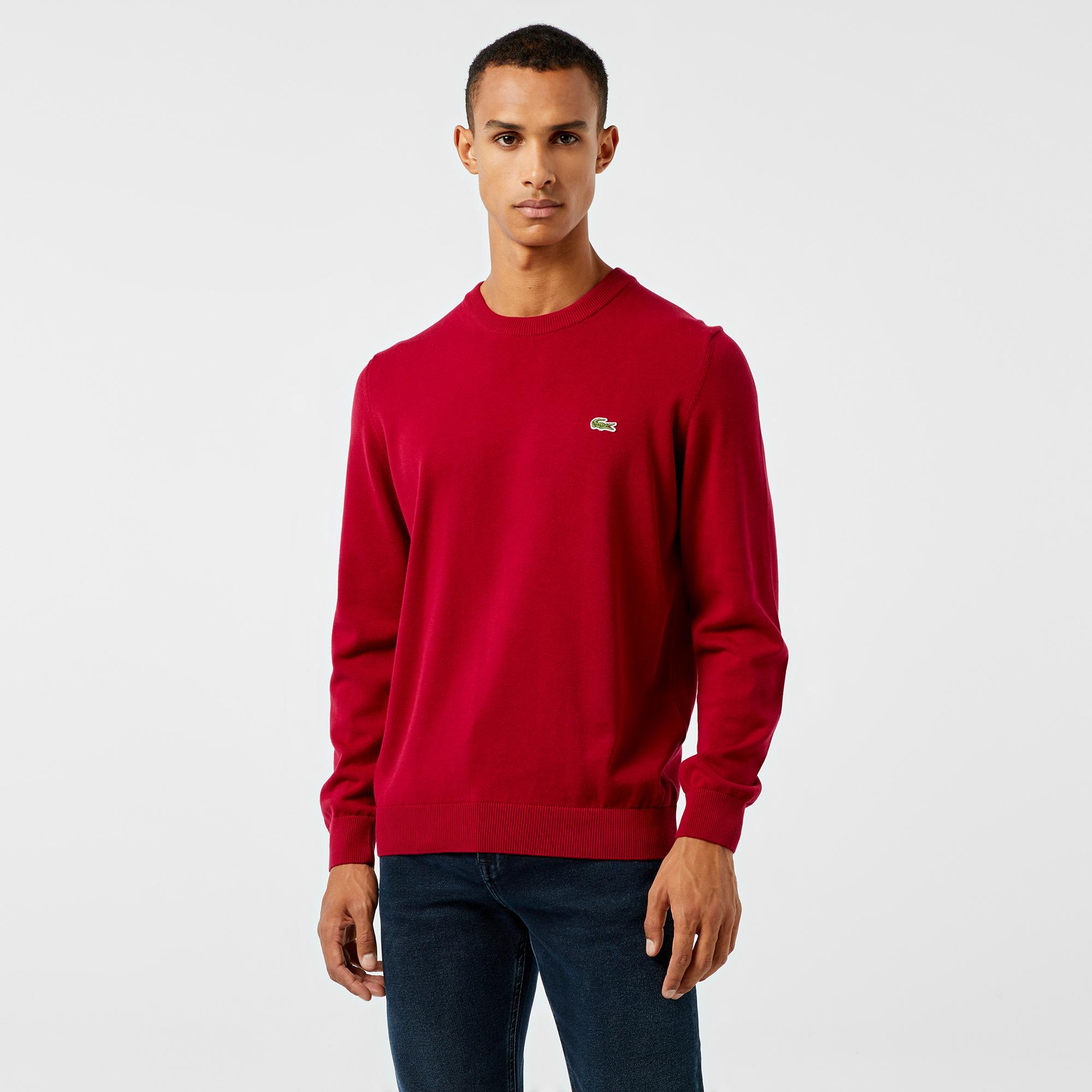 Erkek Regular Fit Bisiklet Yaka Bordo Kazak