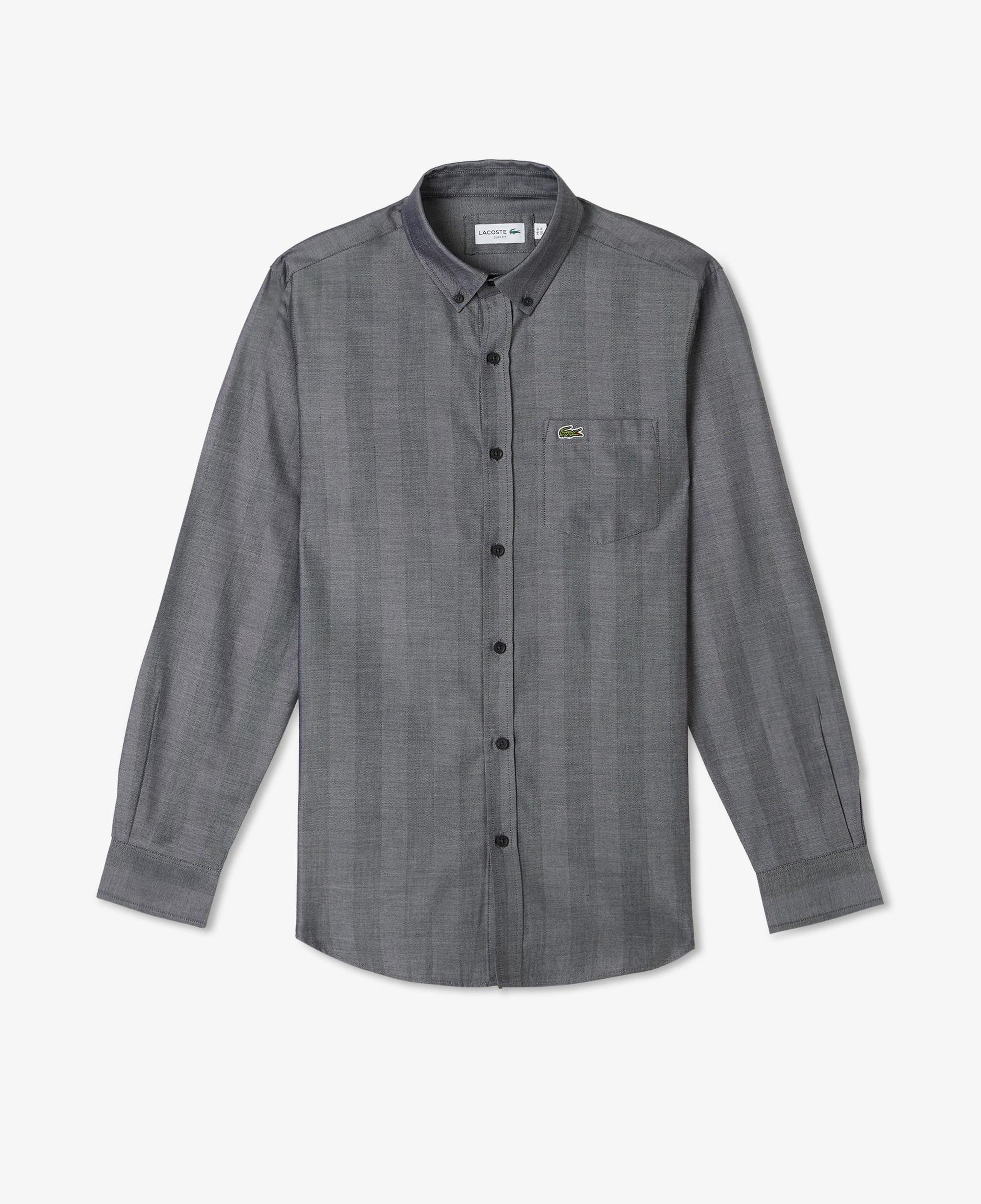 Erkek Slim Fit Düğmeli Yaka Gri Gömlek