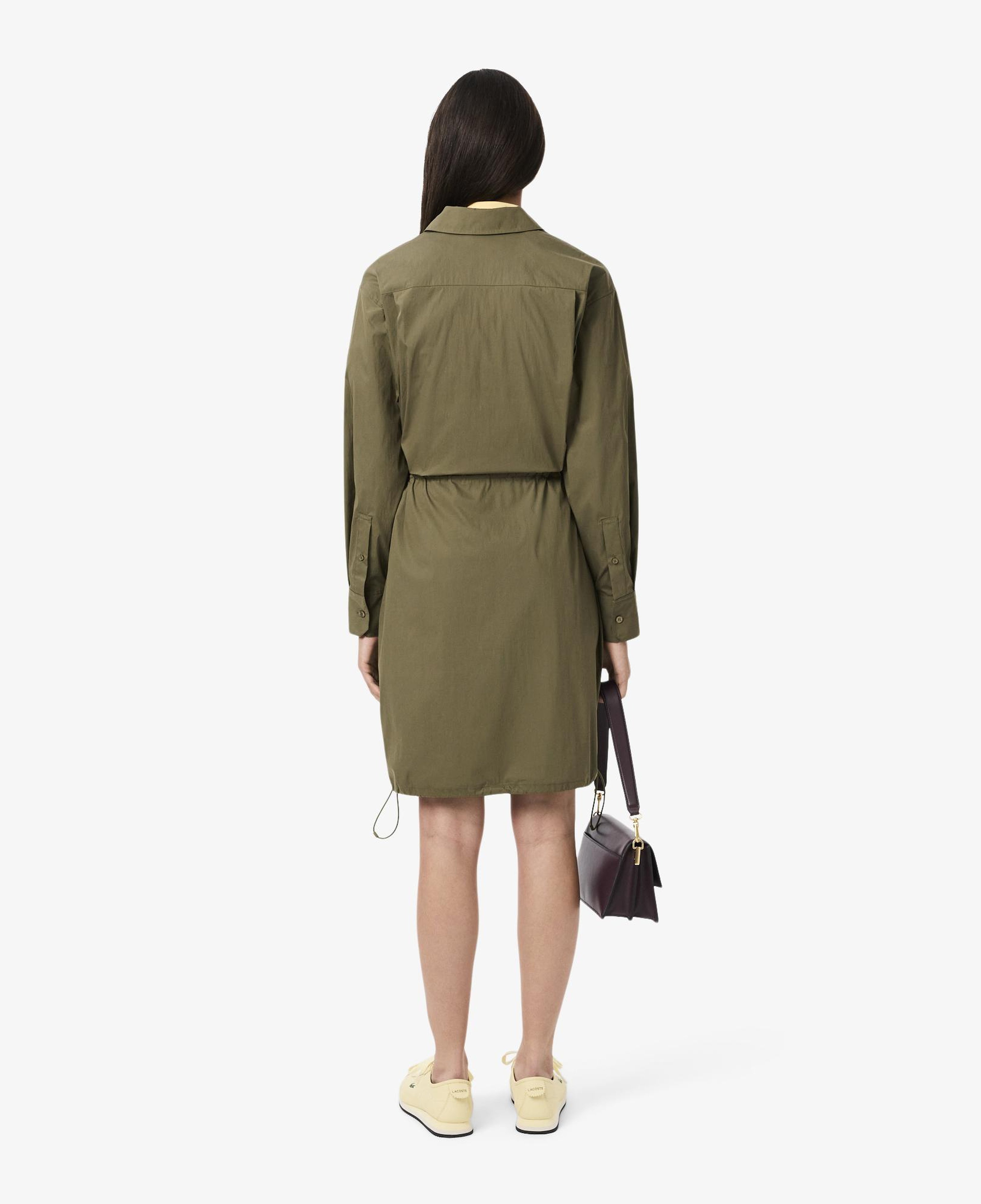 Kadın Oversize Fit Uzun Kollu Fermuarlı Haki Elbise