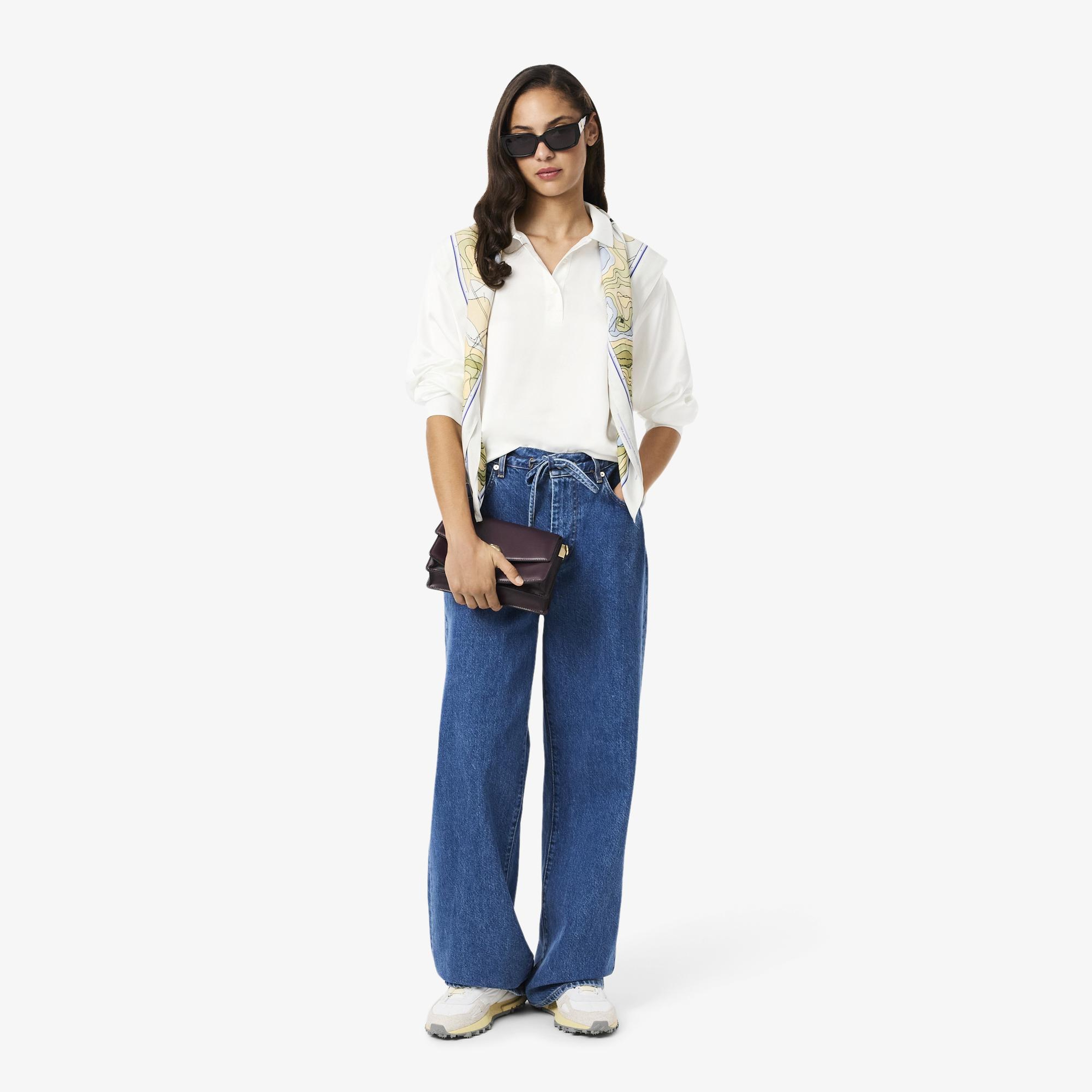 Kadın Oversize Fit Beyaz Polo
