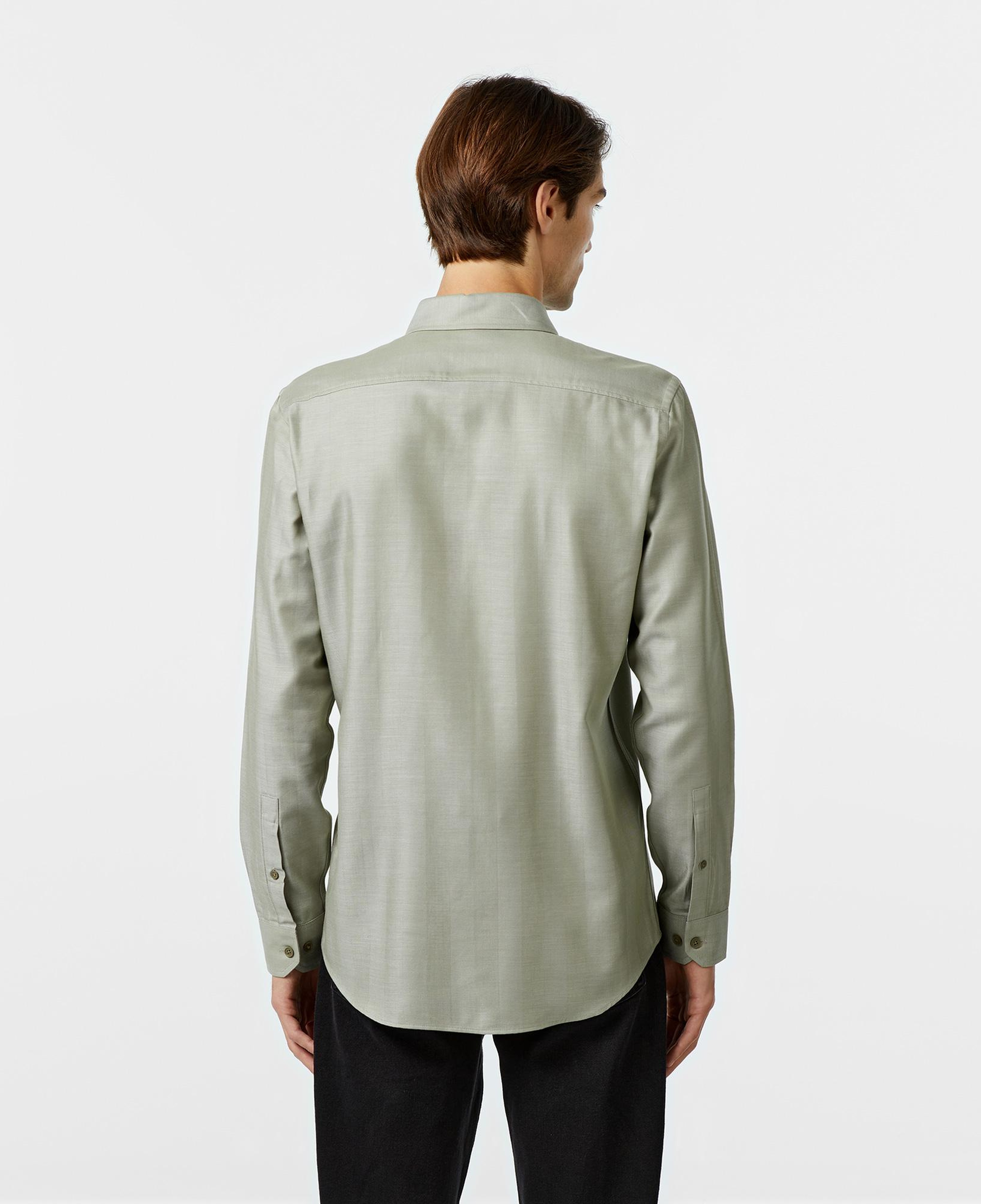 Erkek Slim Fit Düğmeli Yaka Haki Gömlek