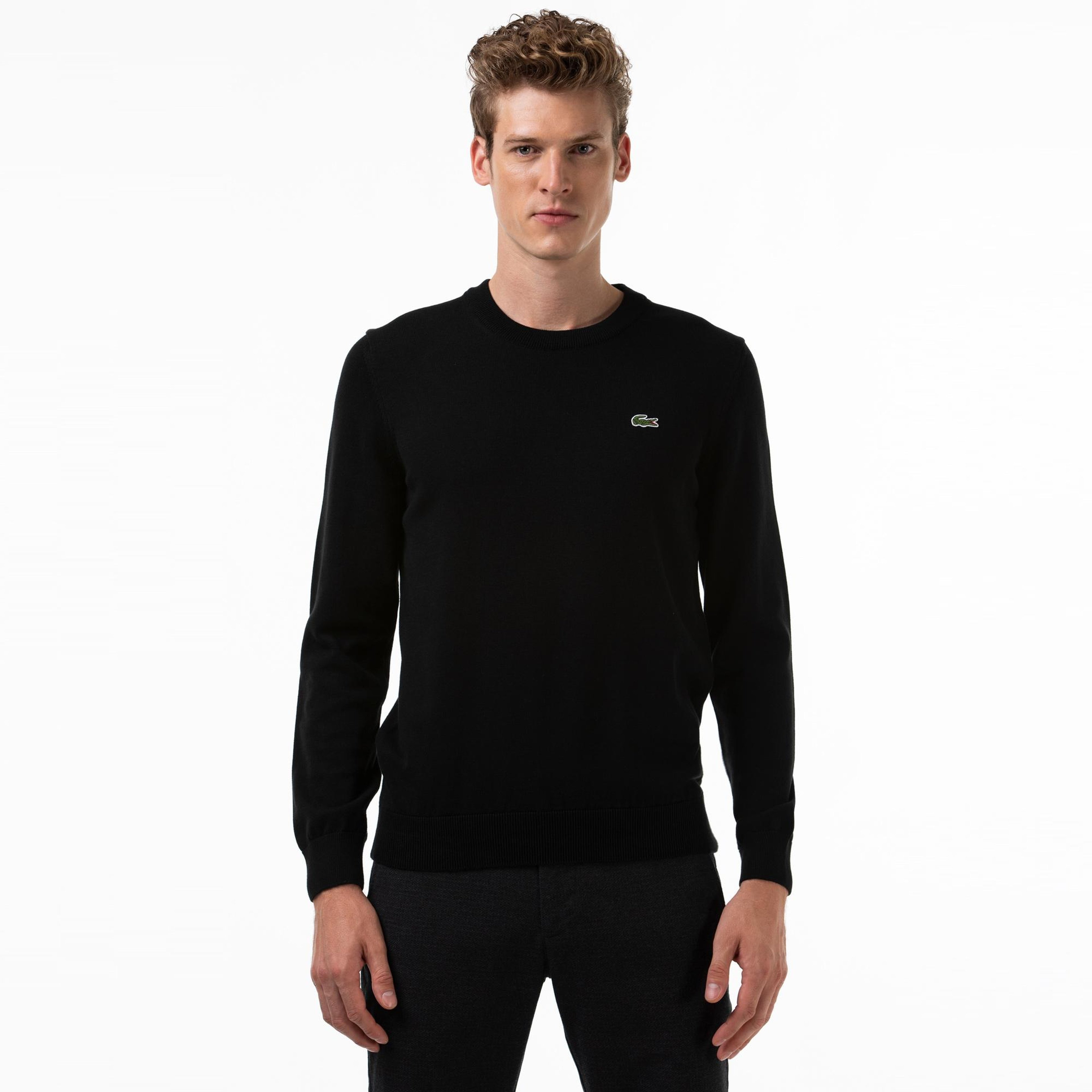 Erkek Regular Fit Bisiklet Yaka Siyah Kazak