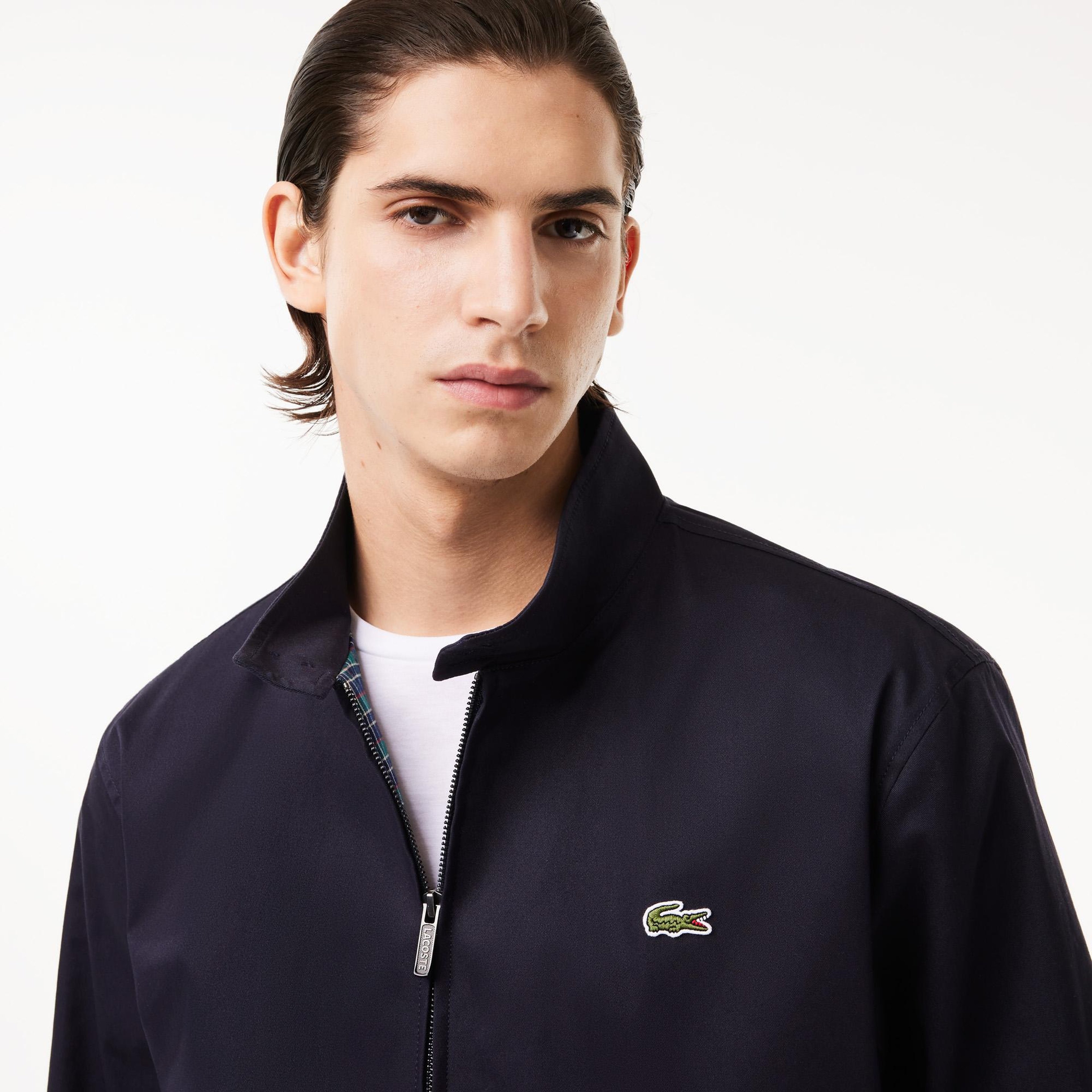 Lacoste Erkek Regular Fit Dik Yaka Lacivert Yağmurluk