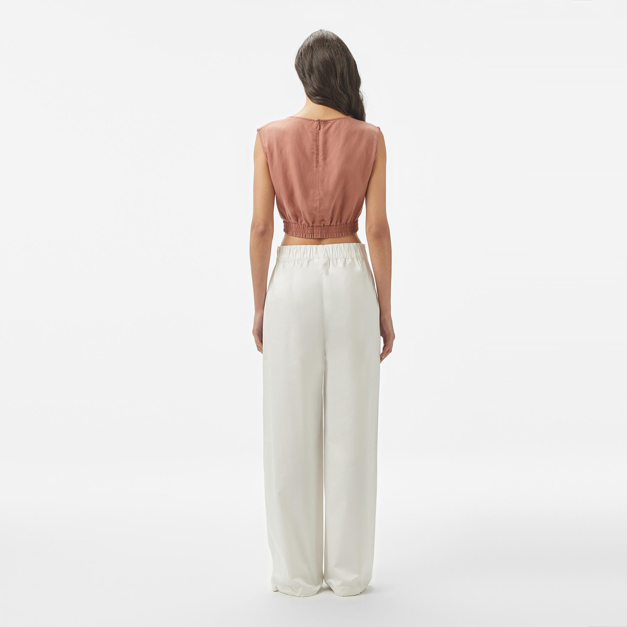 Kadın Relaxed Fit Beyaz Pantolon