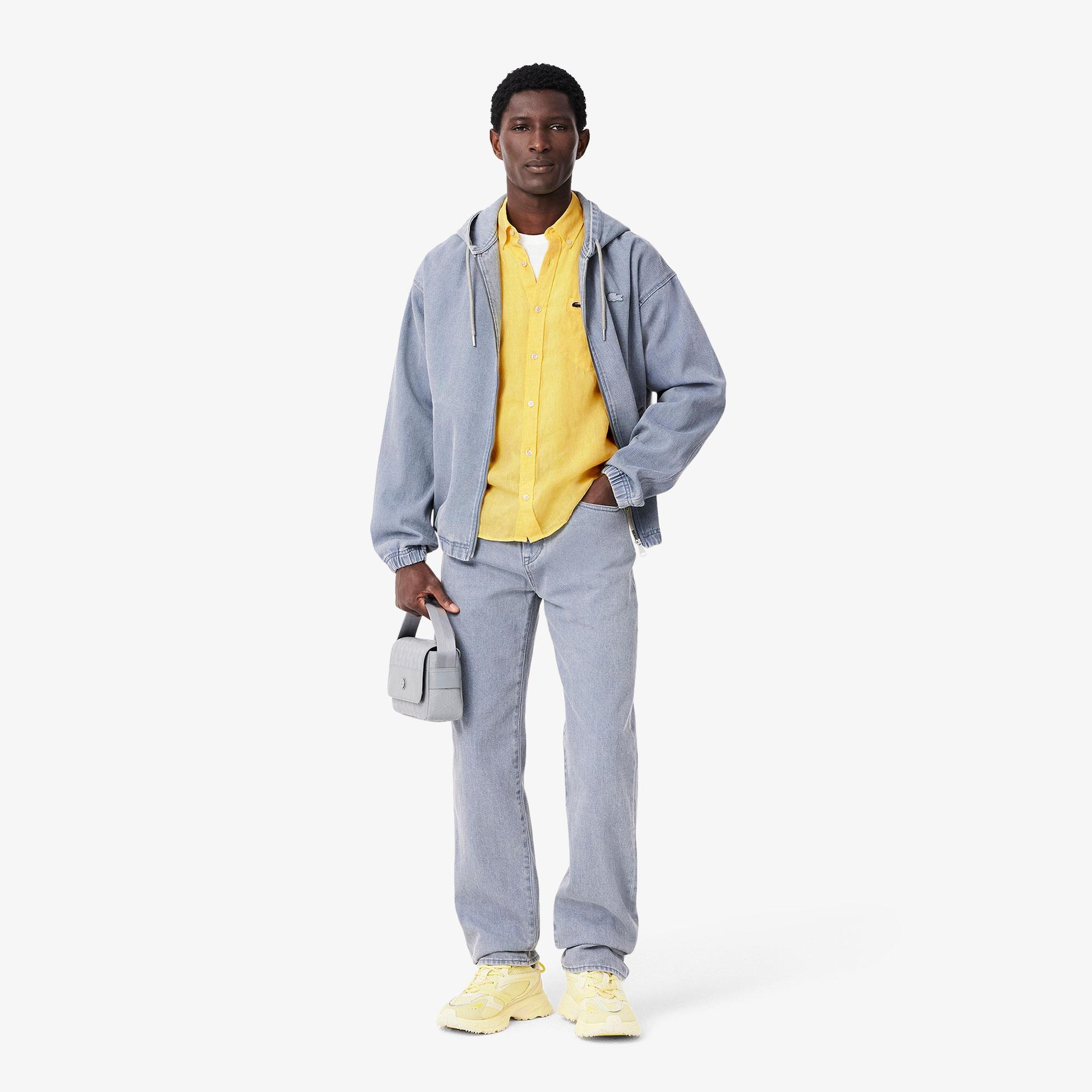 Lacoste Erkek Regular Fit Düğmeli Yaka Keten Sarı Gömlek