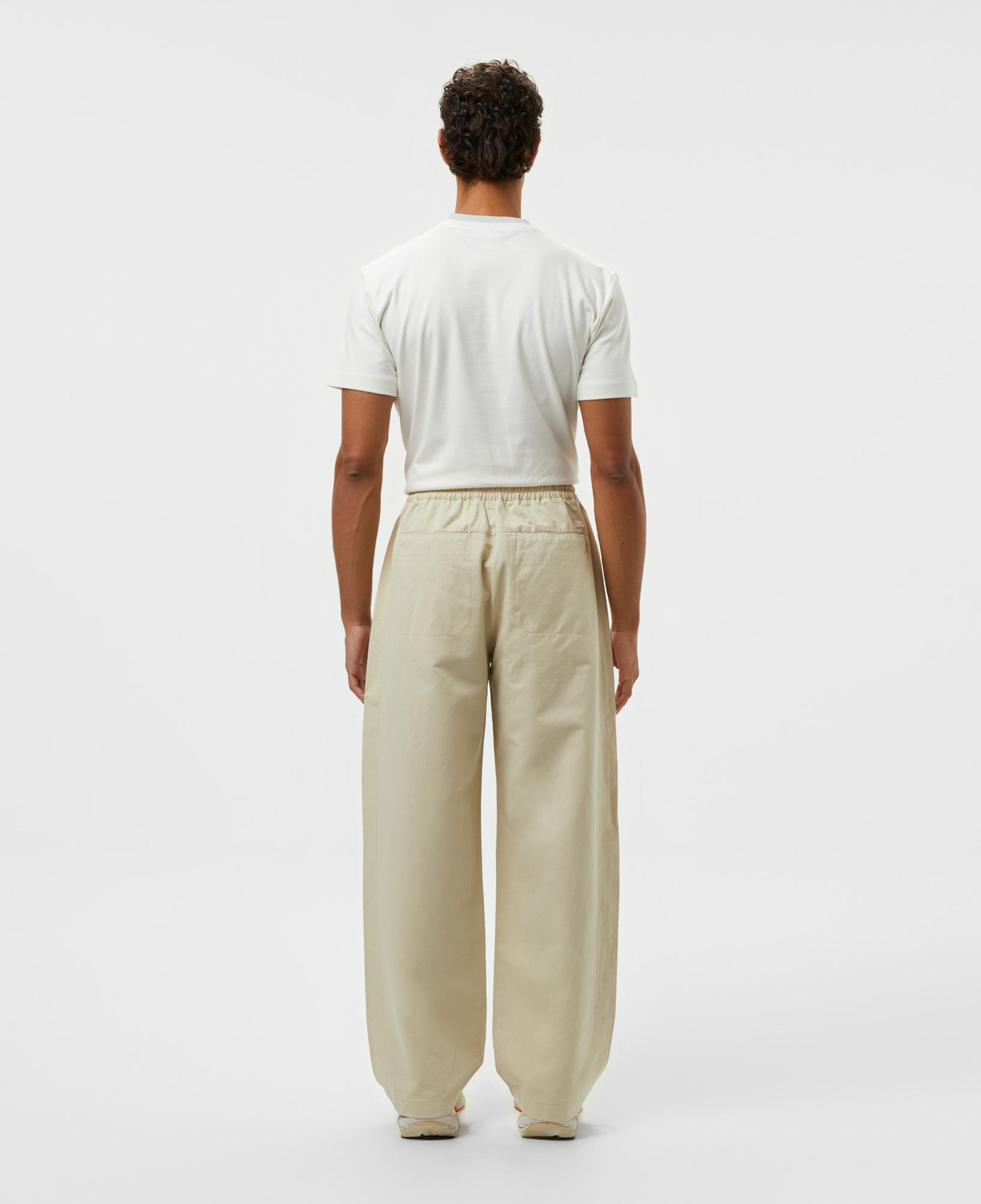 Erkek Relaxed Fit Bej Keten Karışımlı Pantolon