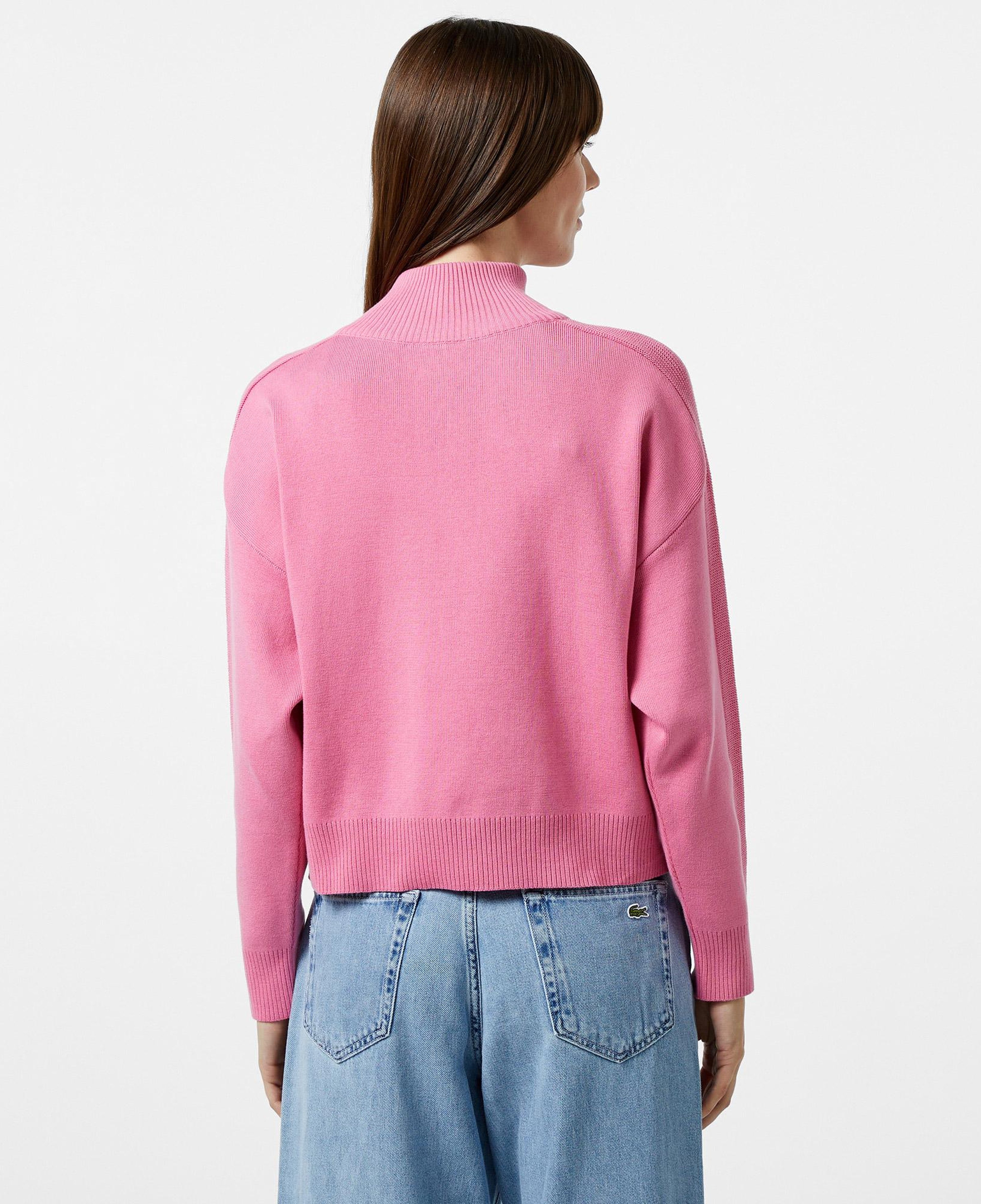 Kadın Relaxed Fit Yarım Fermuarlı Pembe Triko