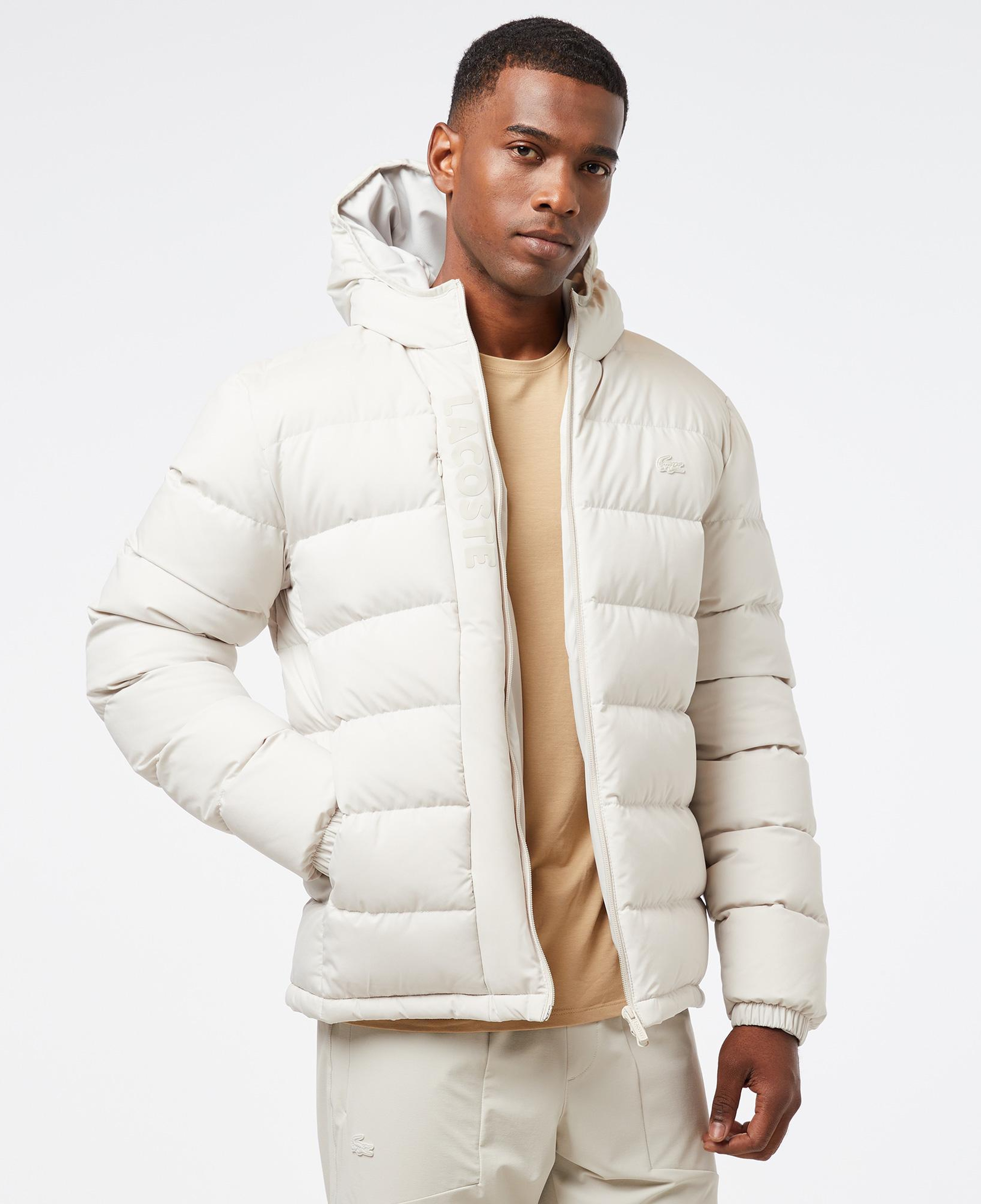 Erkek Regular Fit Kapüşonlu Beyaz Şişme Mont