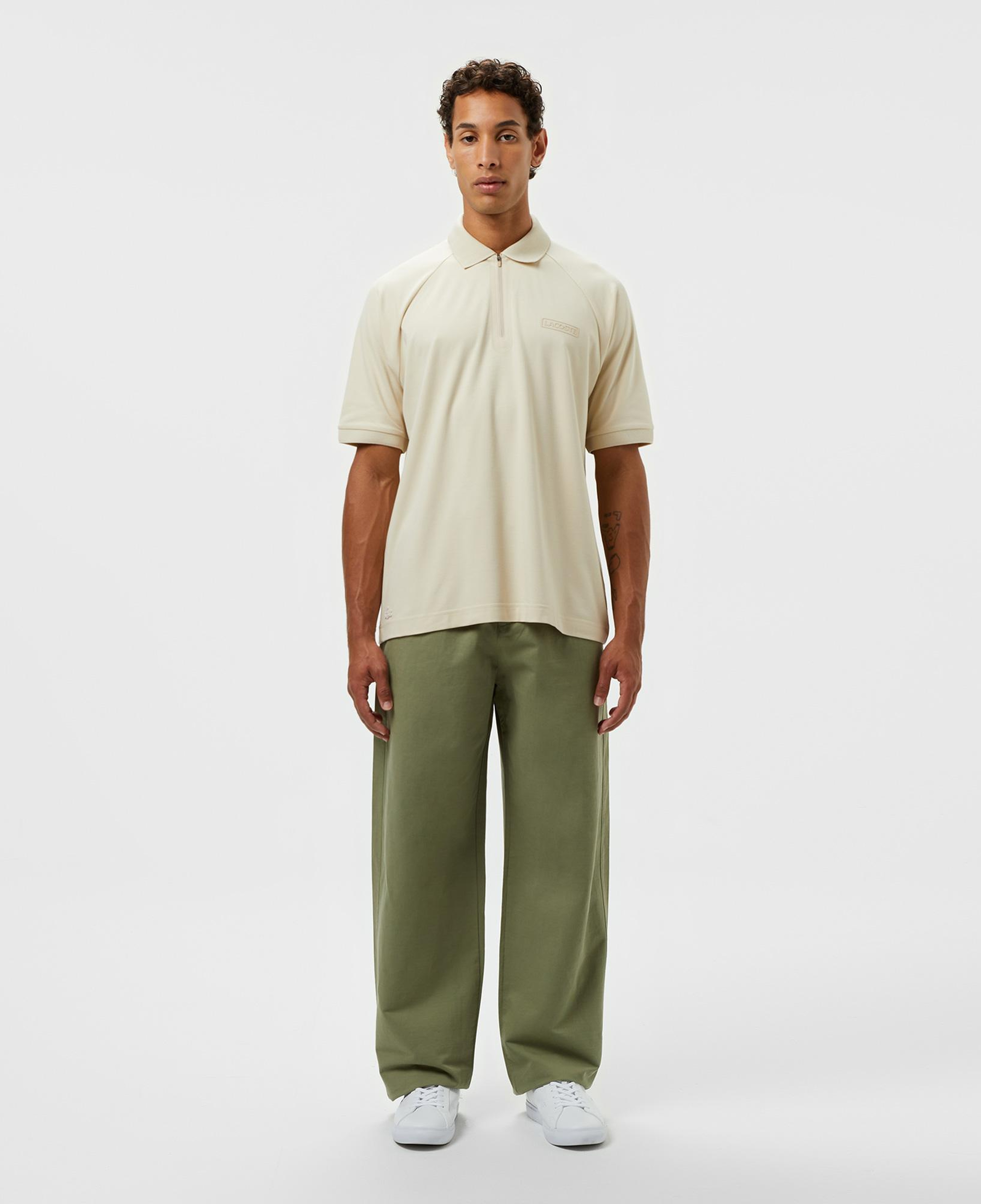 Erkek Relaxed Fit Haki Keten Karışımlı Pantolon