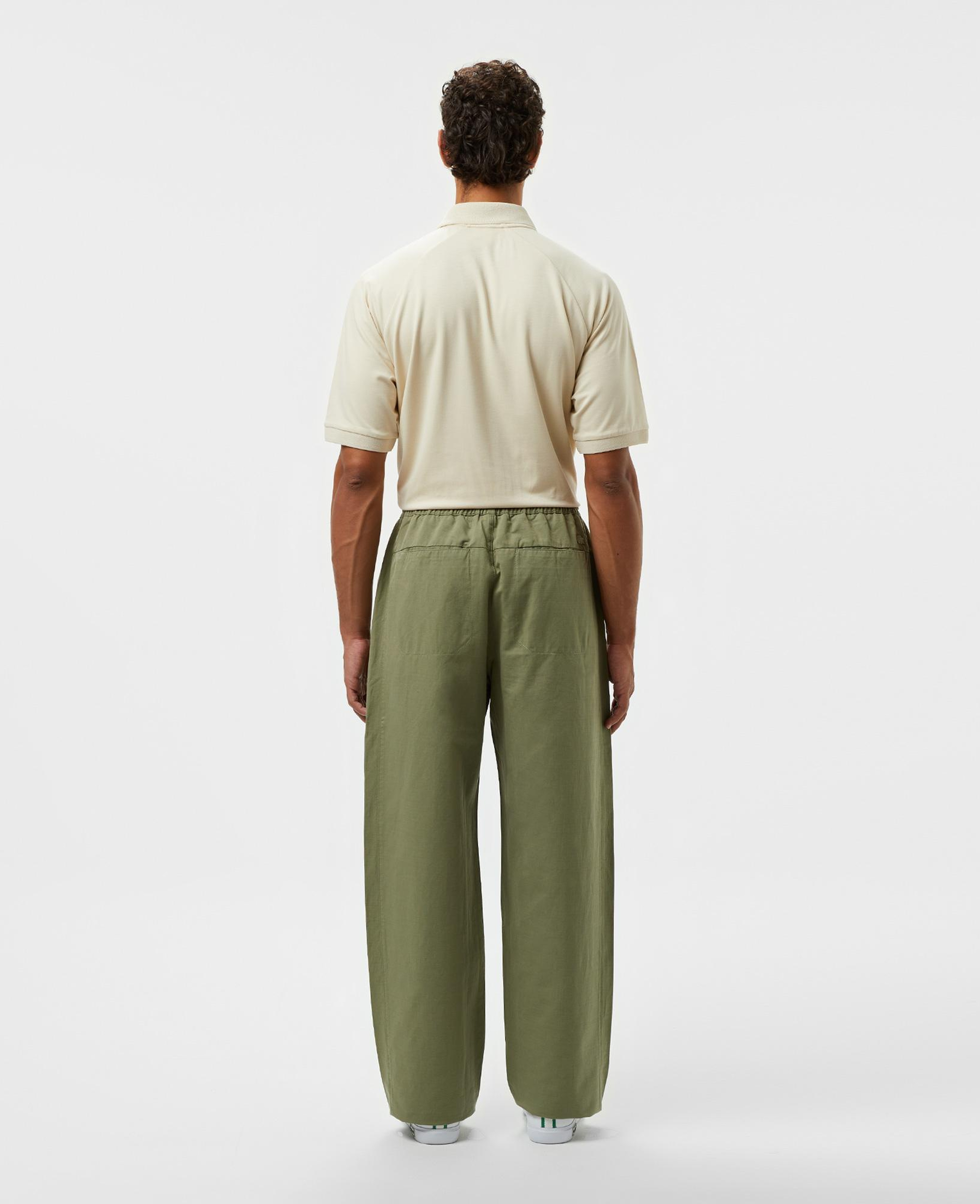 Erkek Relaxed Fit Haki Keten Karışımlı Pantolon