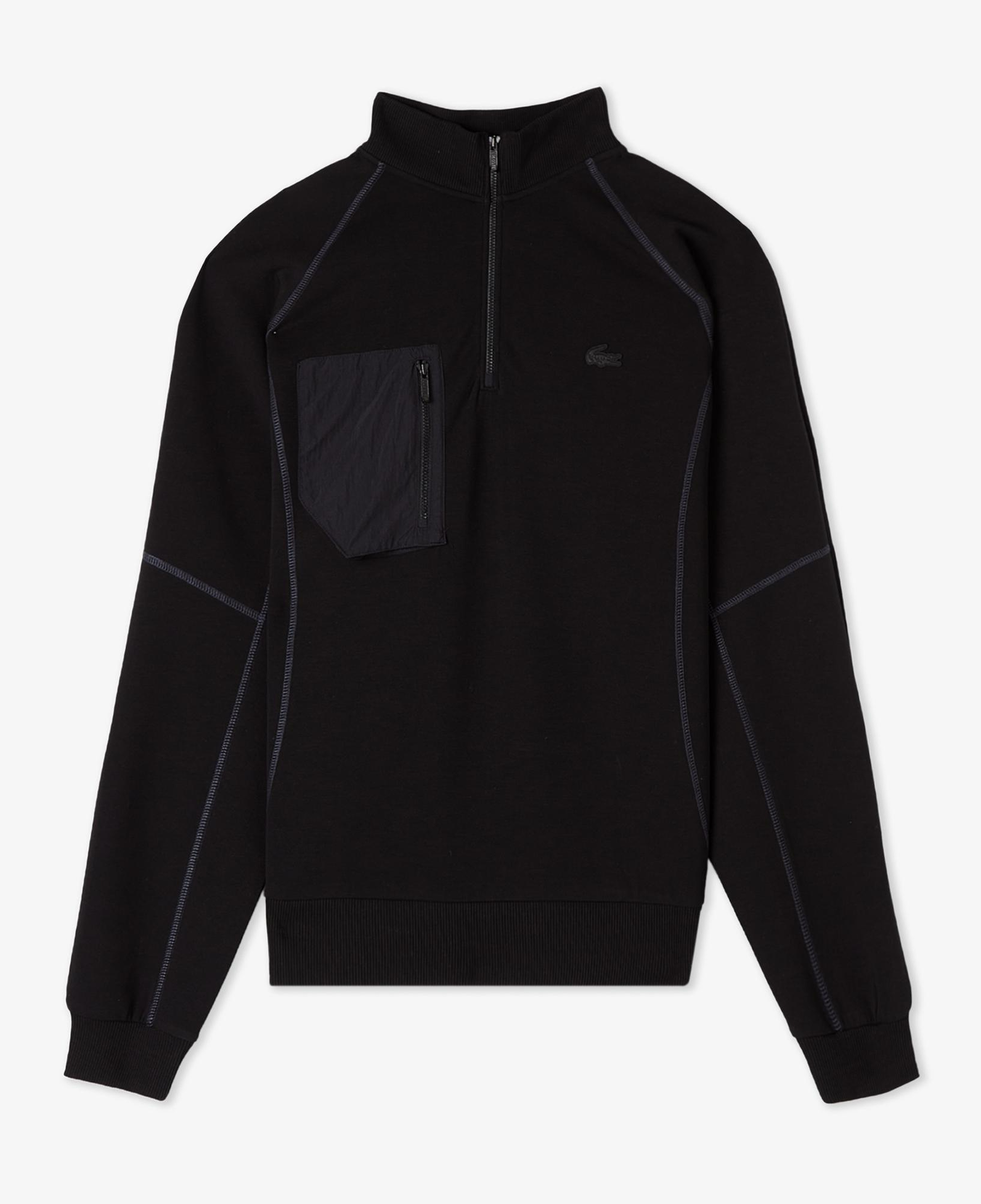 Erkek Relaxed Fit Yarım Fermuarlı Siyah Sweatshirt