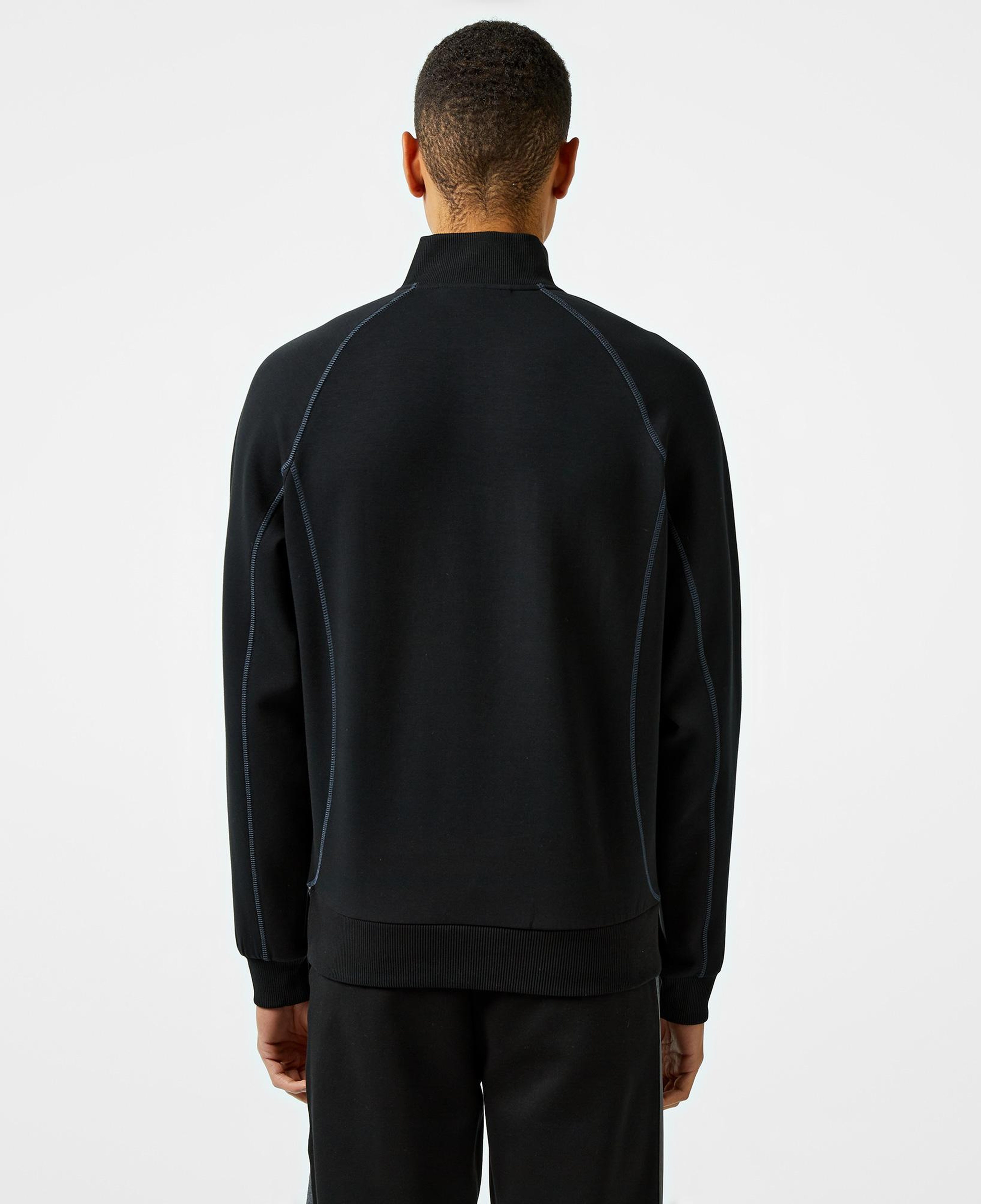 Erkek Relaxed Fit Yarım Fermuarlı Siyah Sweatshirt