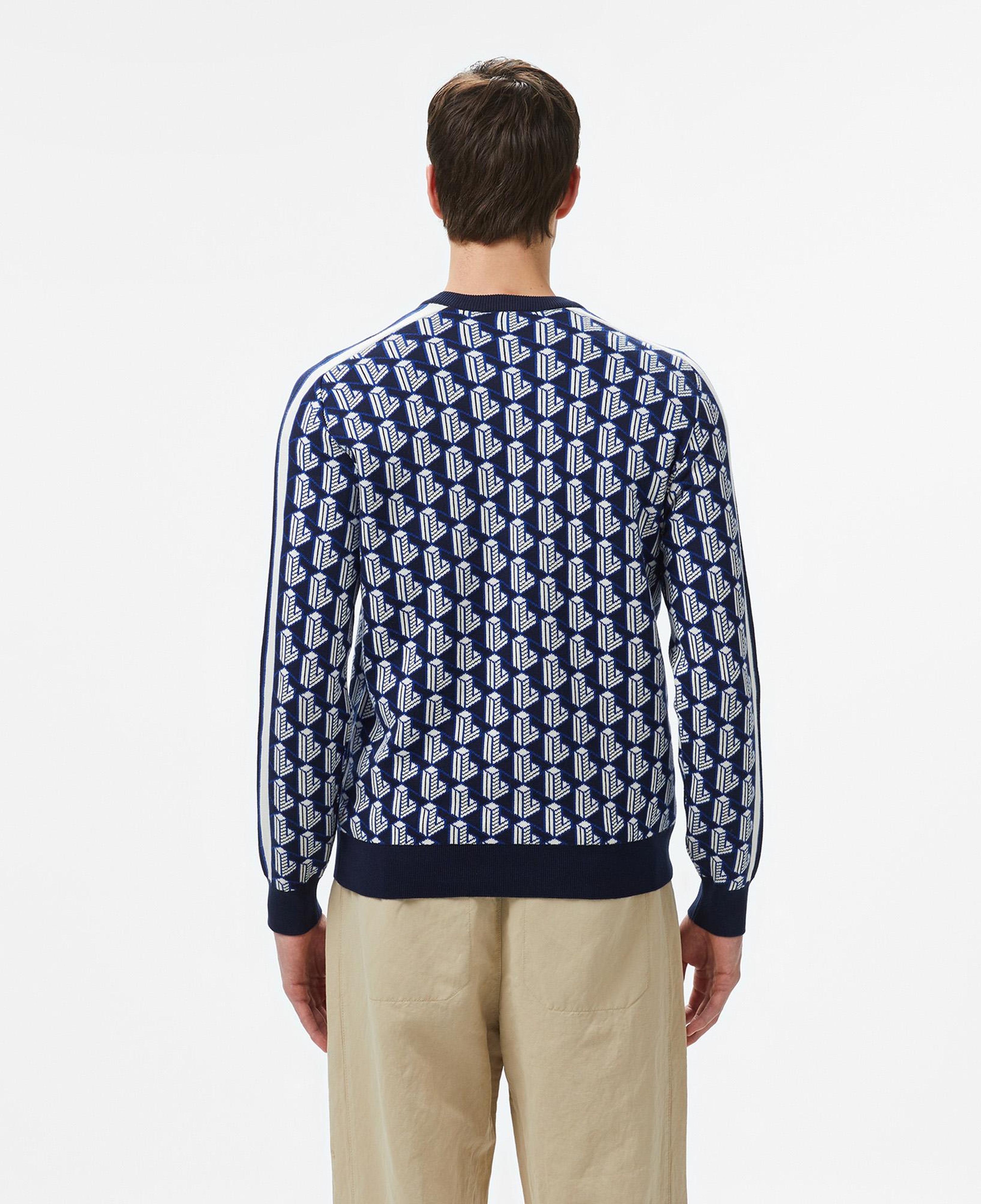 Erkek Classic Fit Bisiklet Yaka Monogram Lacivert Kazak