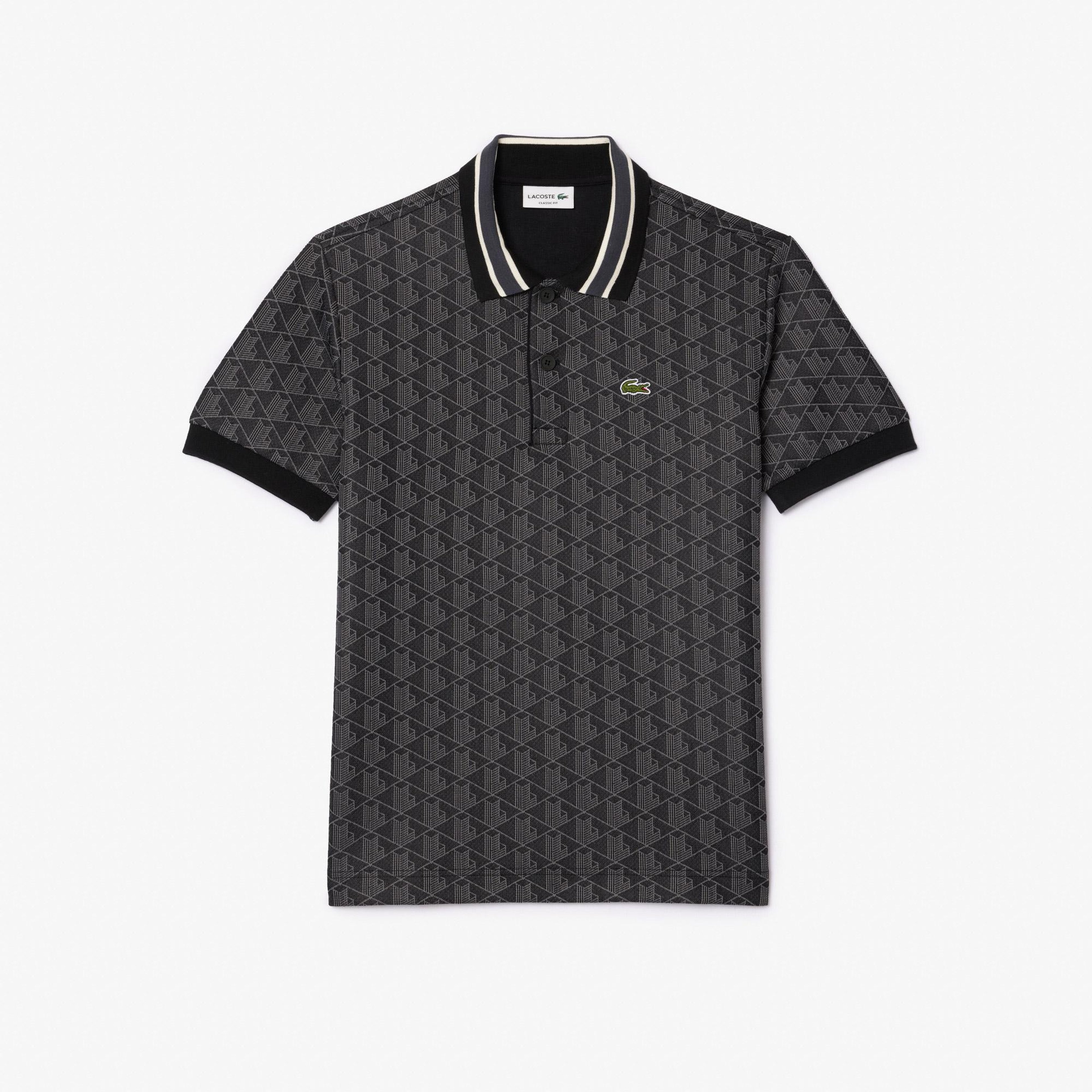 Lacoste Erkek Classic Fit Monogram Siyah Polo