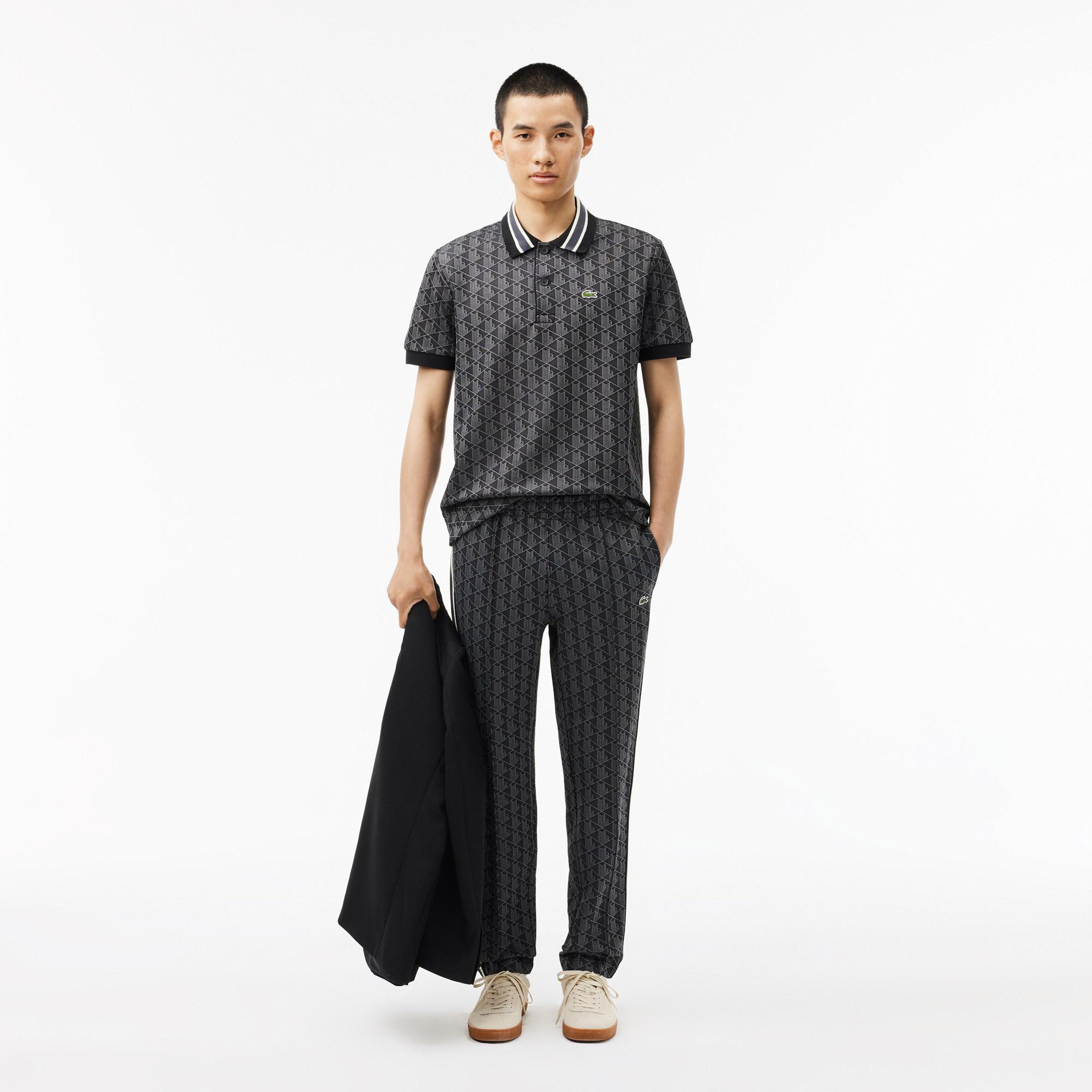 Lacoste Erkek Classic Fit Monogram Siyah Polo