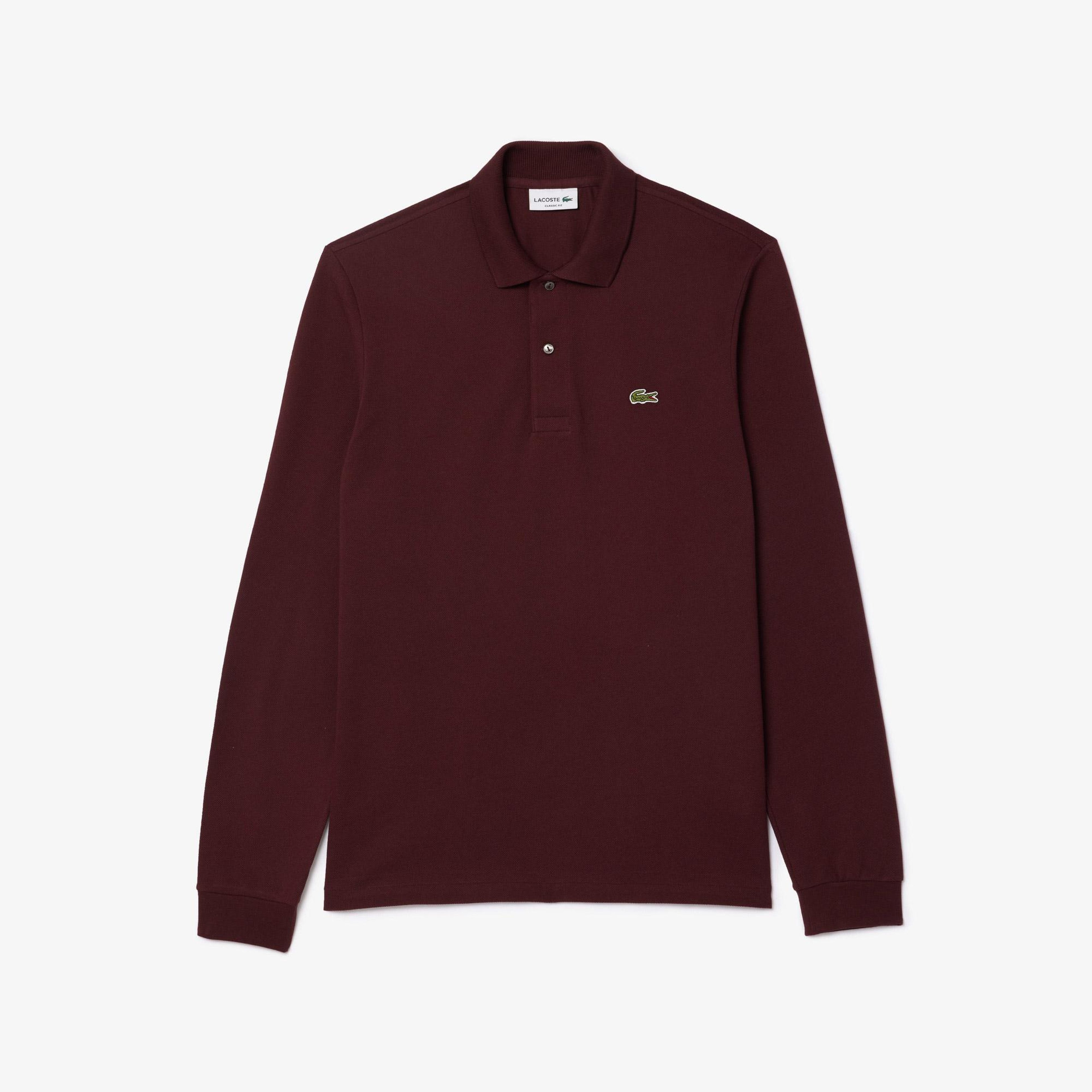 Lacoste L.12.12 Erkek Classic Fit Uzun Kollu Bordo Polo
