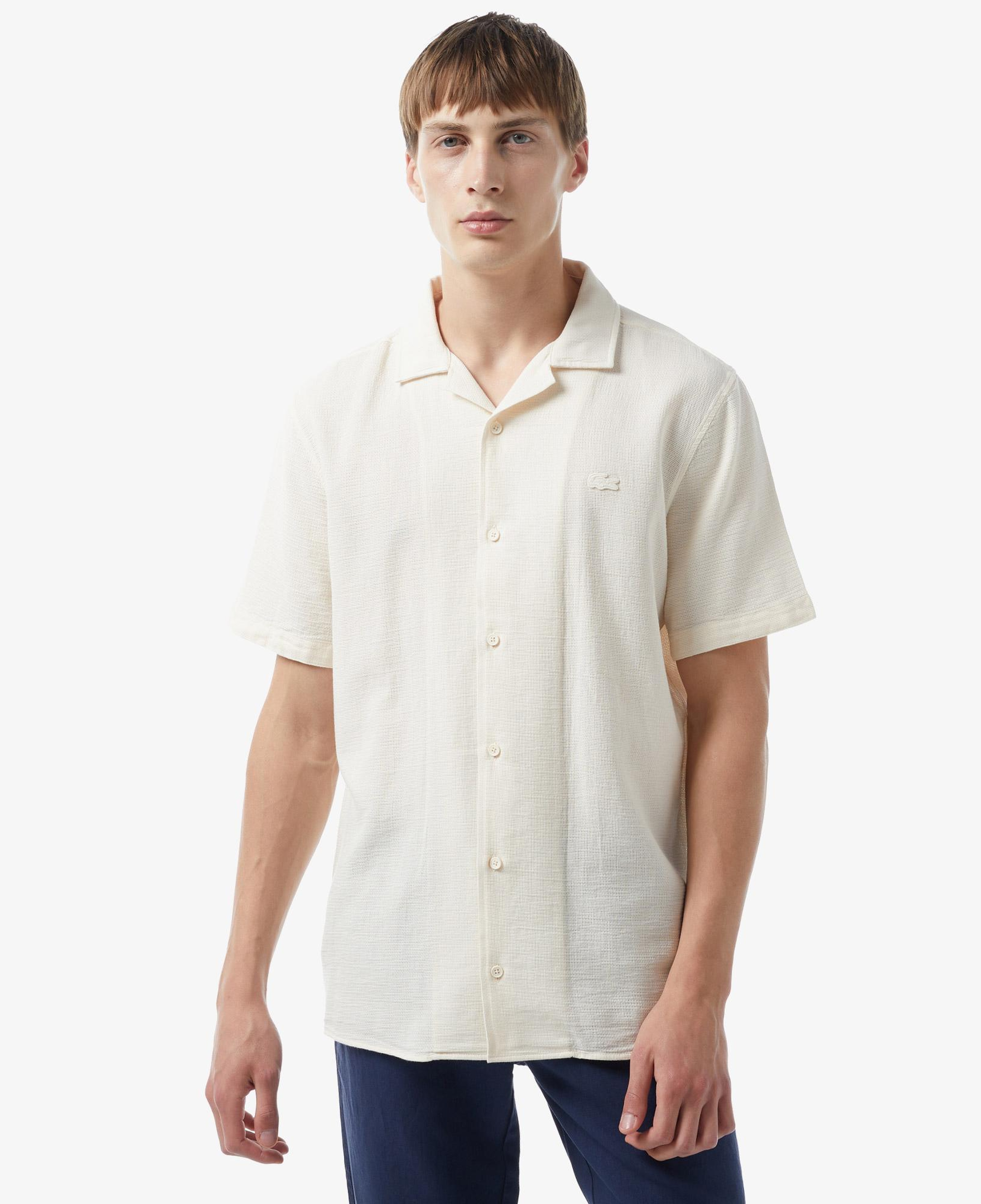 Erkek Regular Fit Kısa Kollu Krem Gömlek