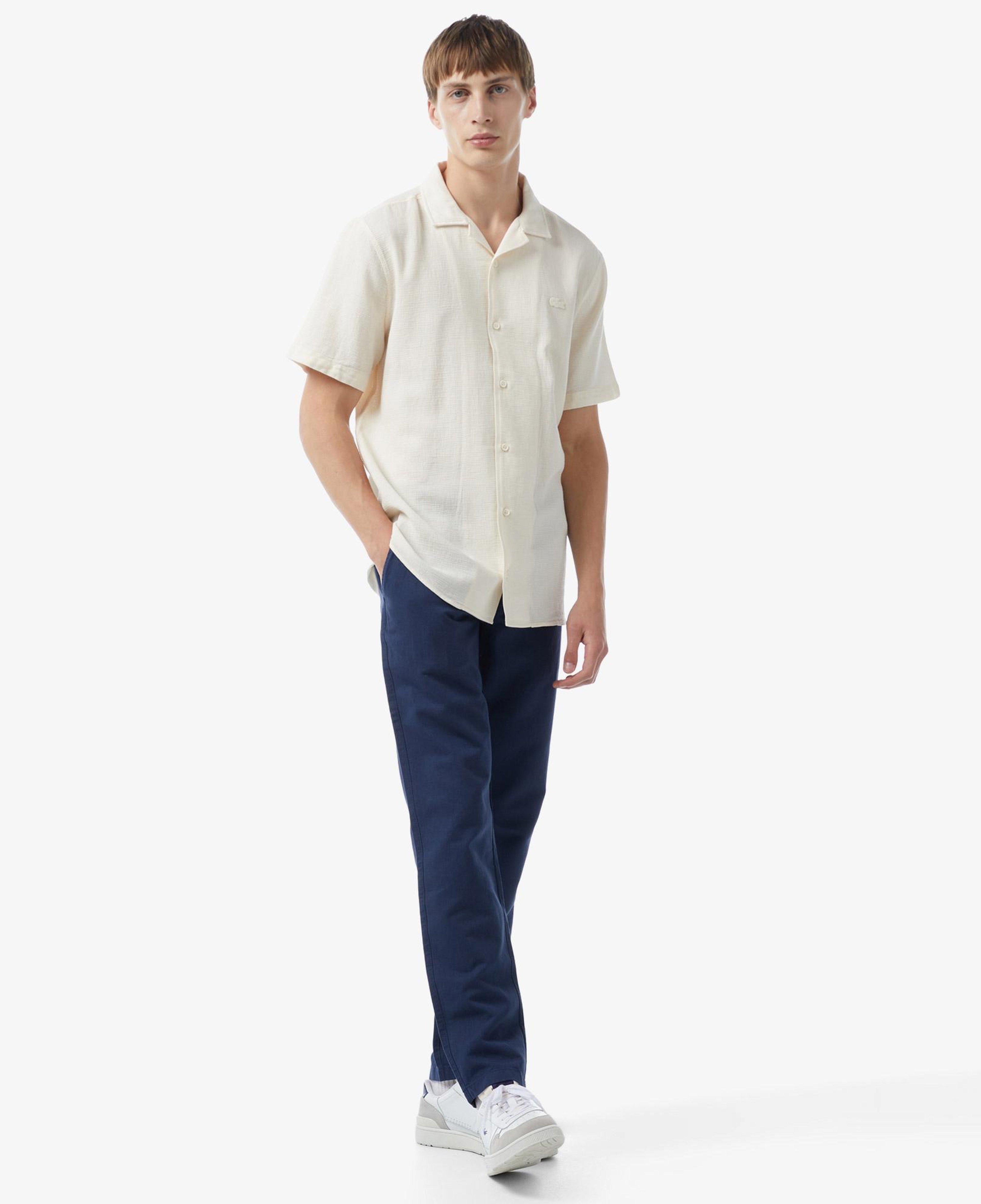 Erkek Regular Fit Kısa Kollu Krem Gömlek
