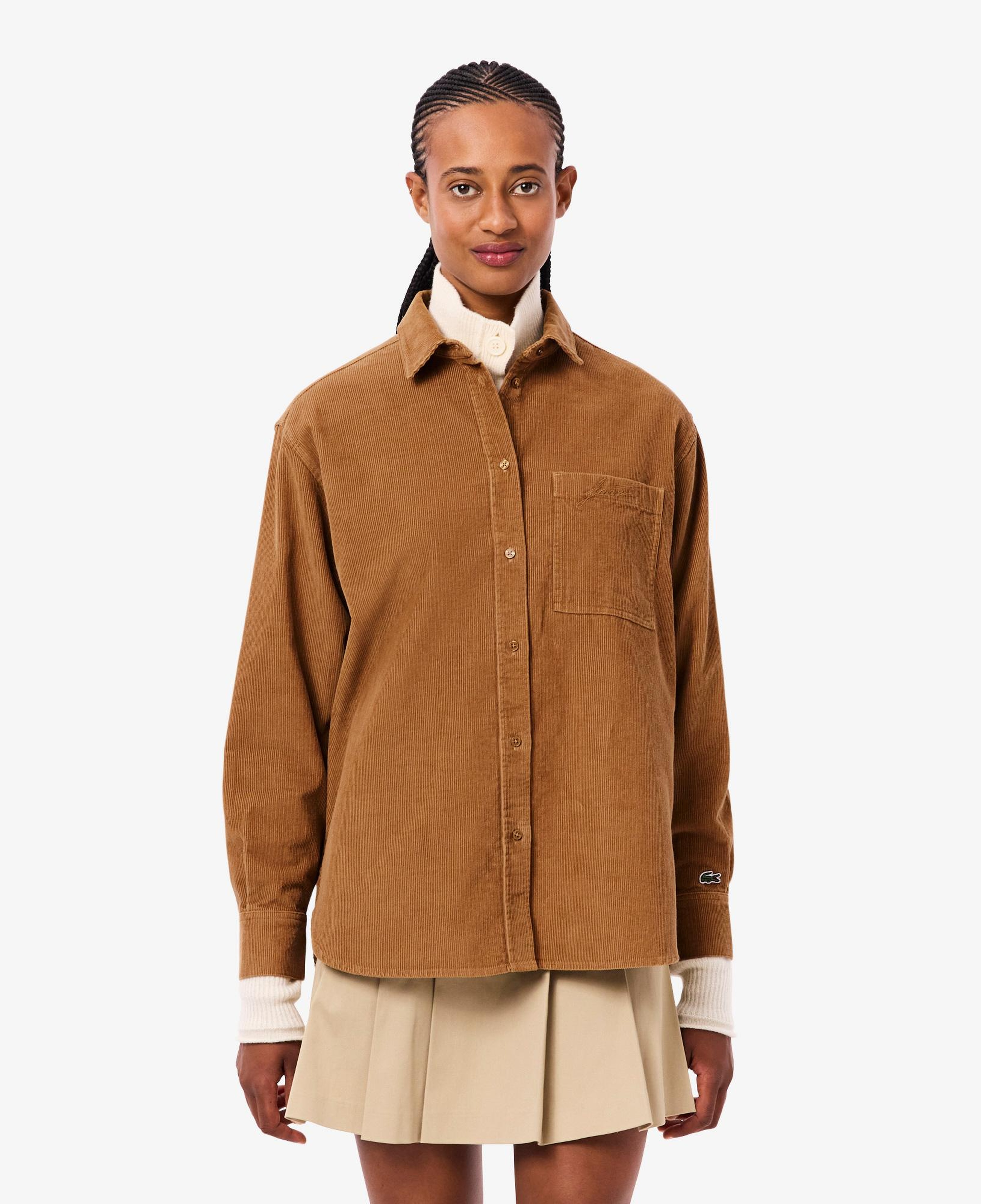 Lacoste Kadın Oversize Fit Kahverengi Gömlek