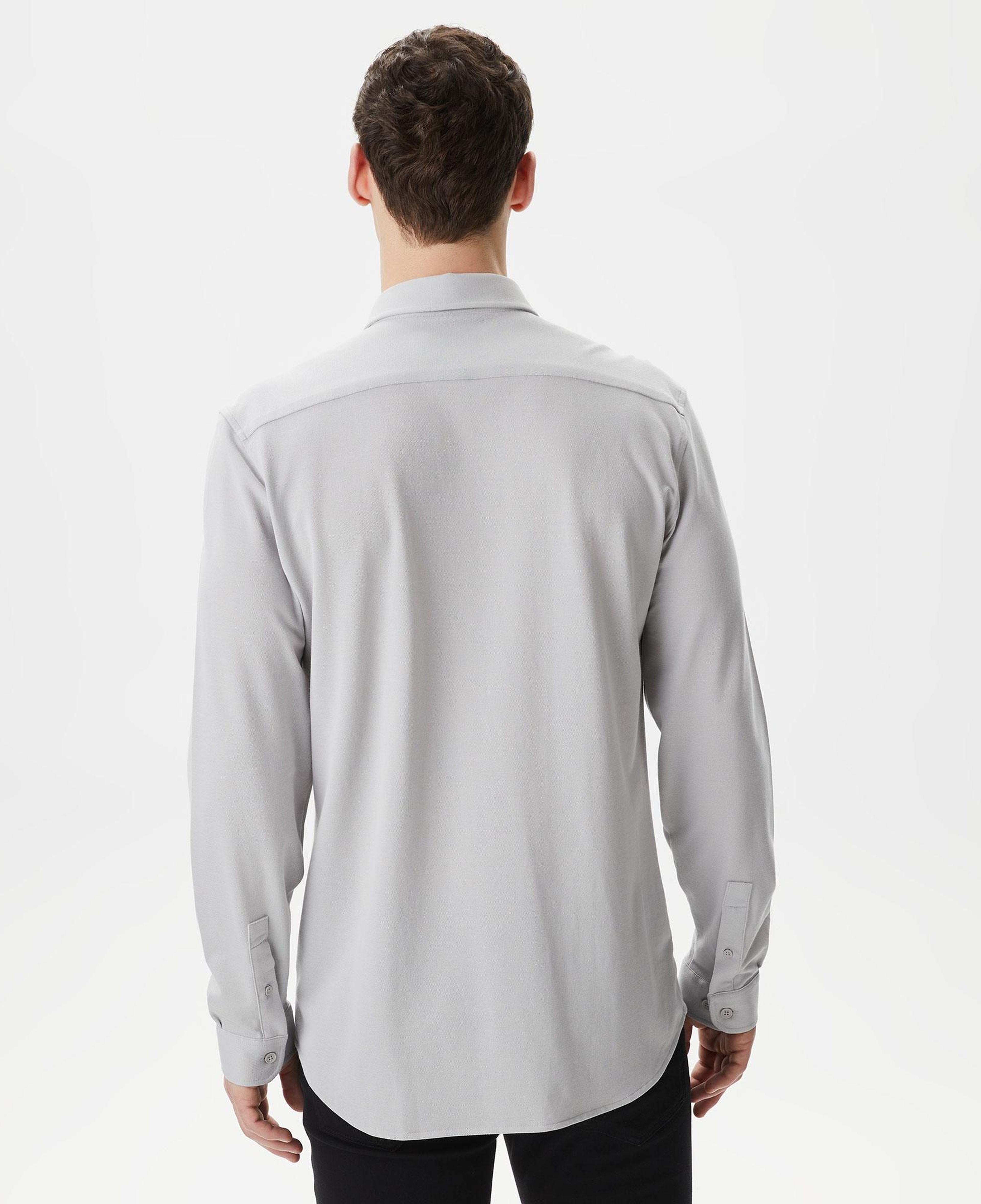 Erkek Slim Fit Düğmeli Yaka Gri Gömlek