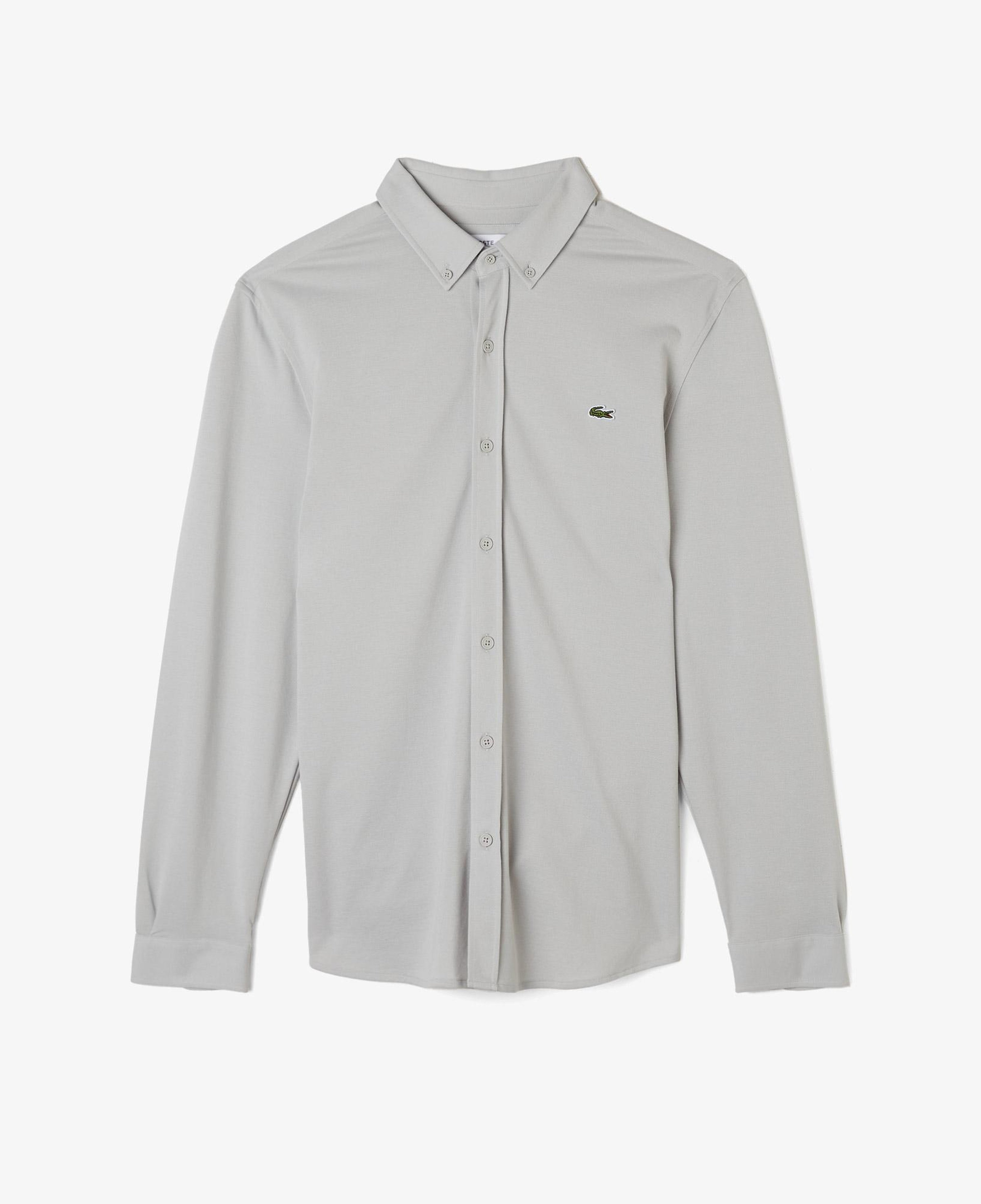 Erkek Slim Fit Düğmeli Yaka Gri Gömlek