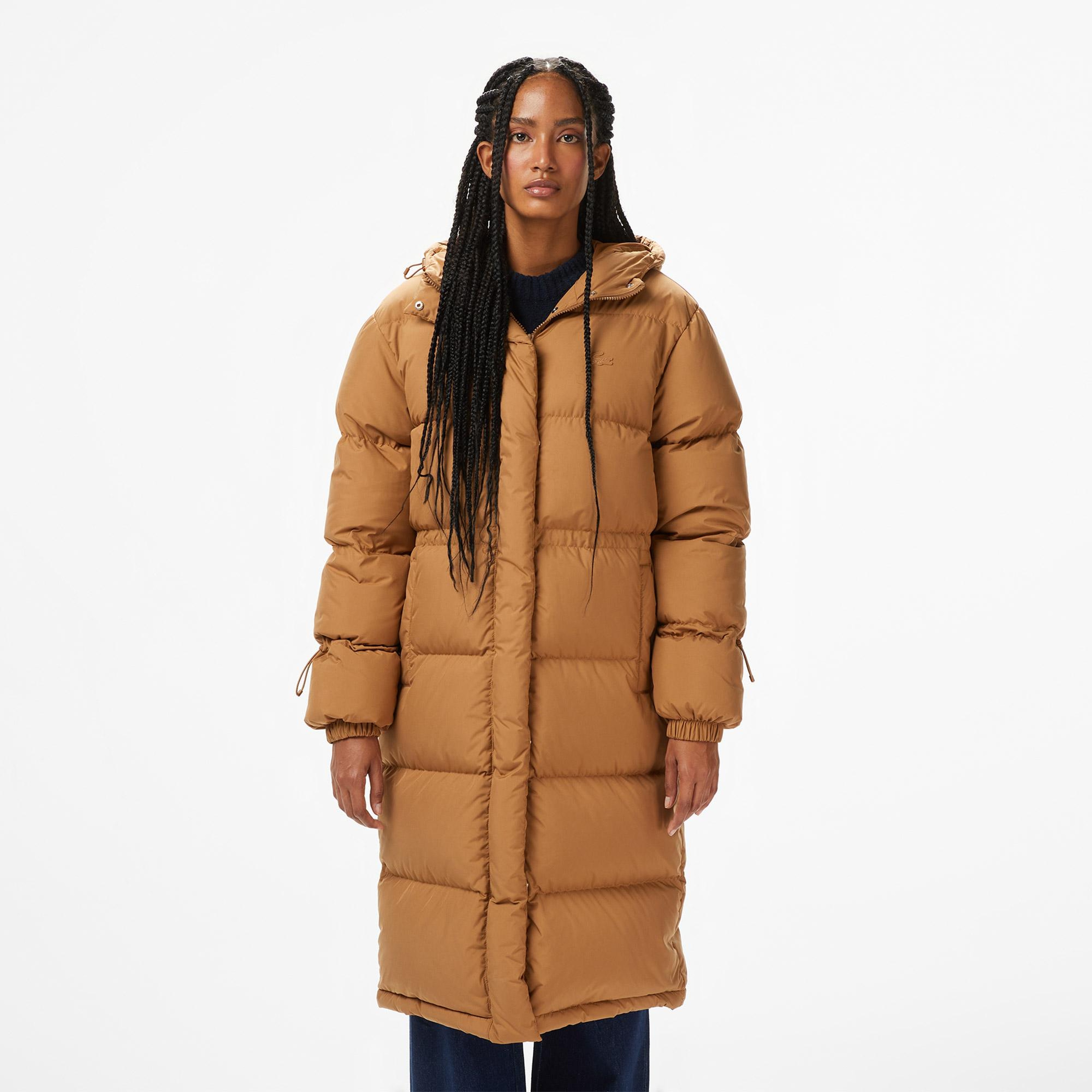 Lacoste Kadın Kapüşonlu Açık Kahverengi Mont