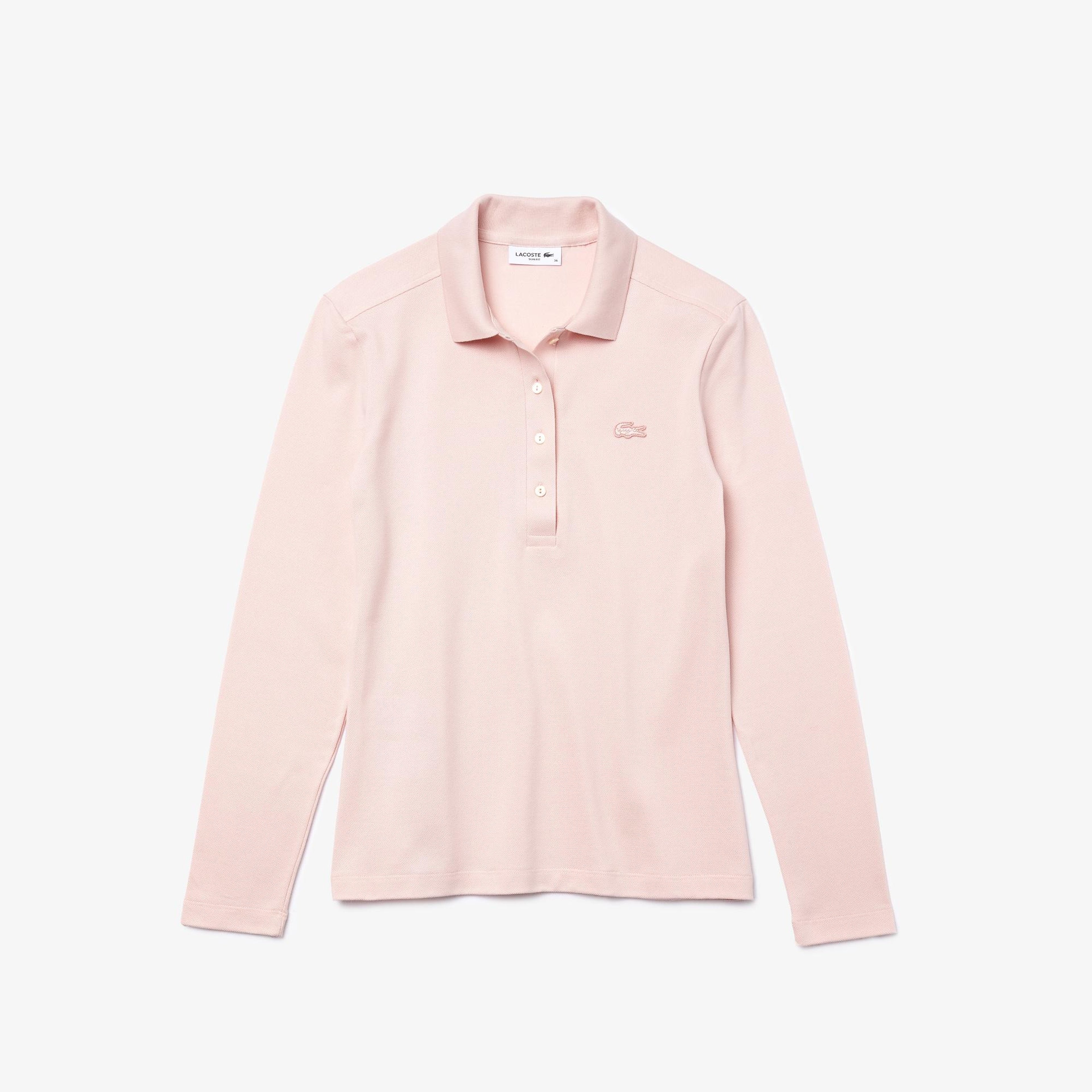 L.12.D Kadın Regular Fit Uzun Kollu Açık Pembe Polo