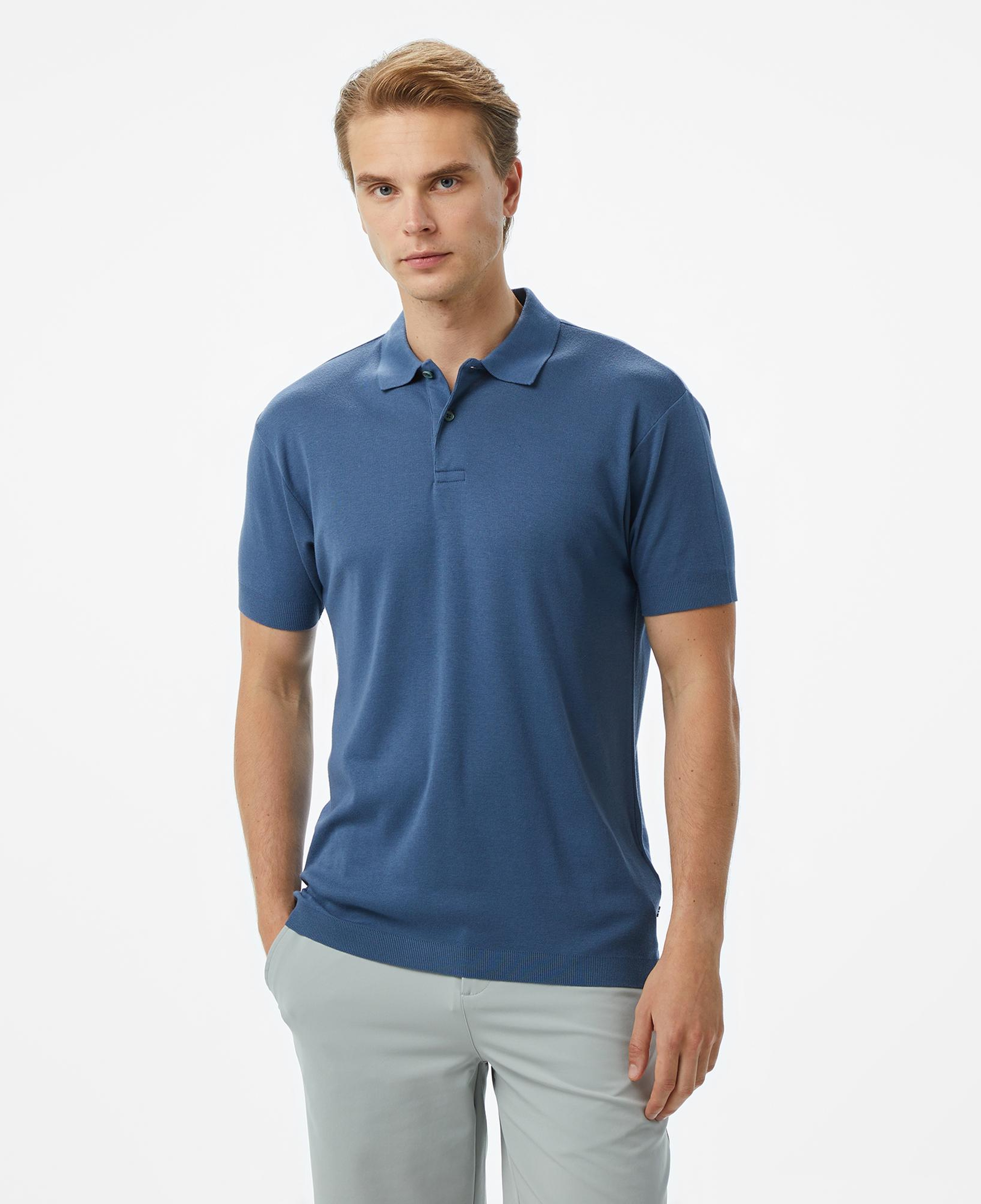 Nautica Erkek Mavi Classic Fit Modal Karışımlı Polo