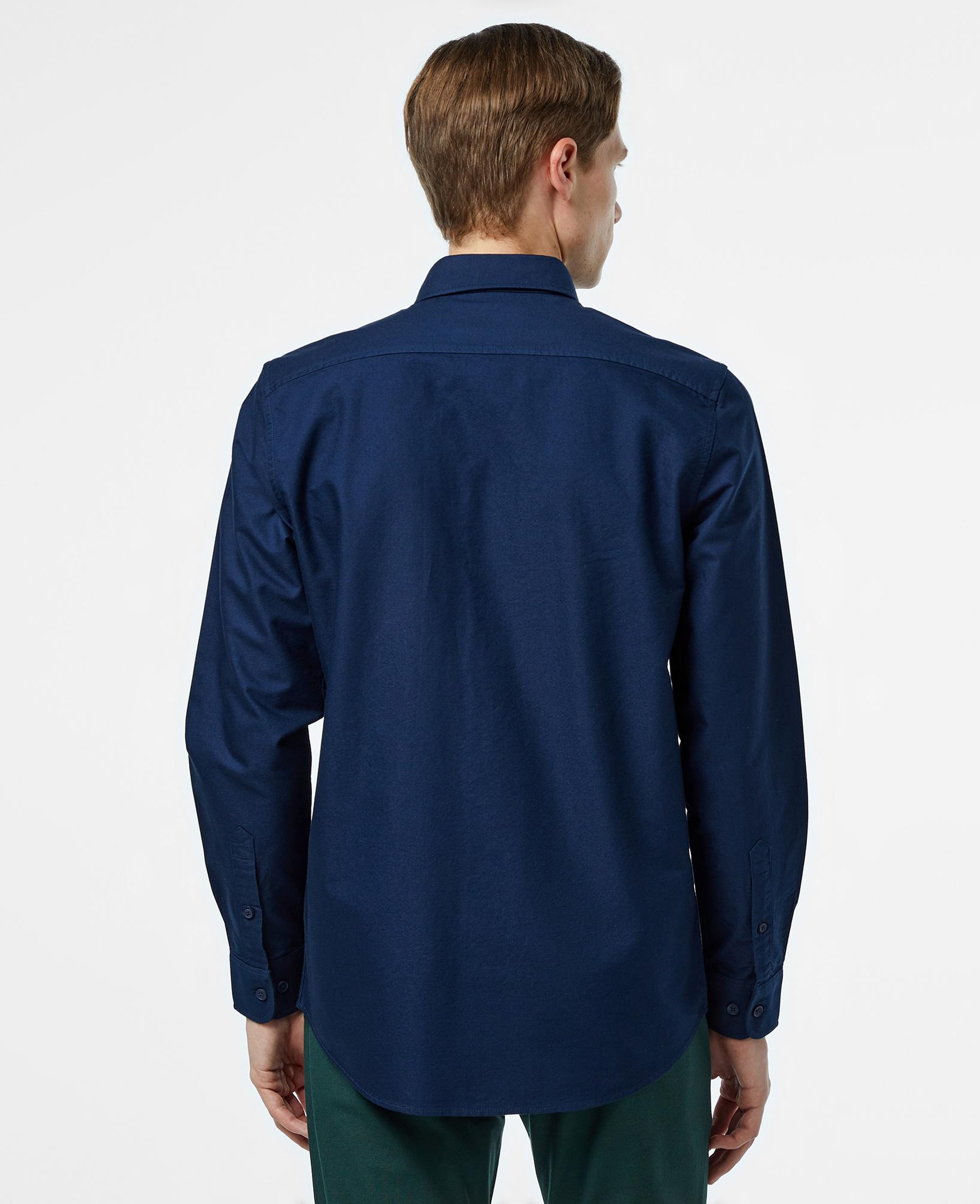 Erkek Slim Fit Düğmeli Yaka Lacivert Gömlek