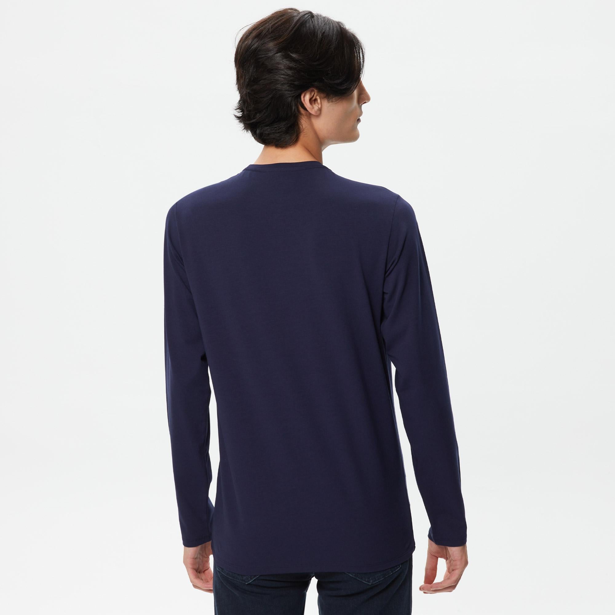 Lacoste Erkek Regular Fit Uzun Kollu Bisiklet Yaka Lacivert T-Shirt