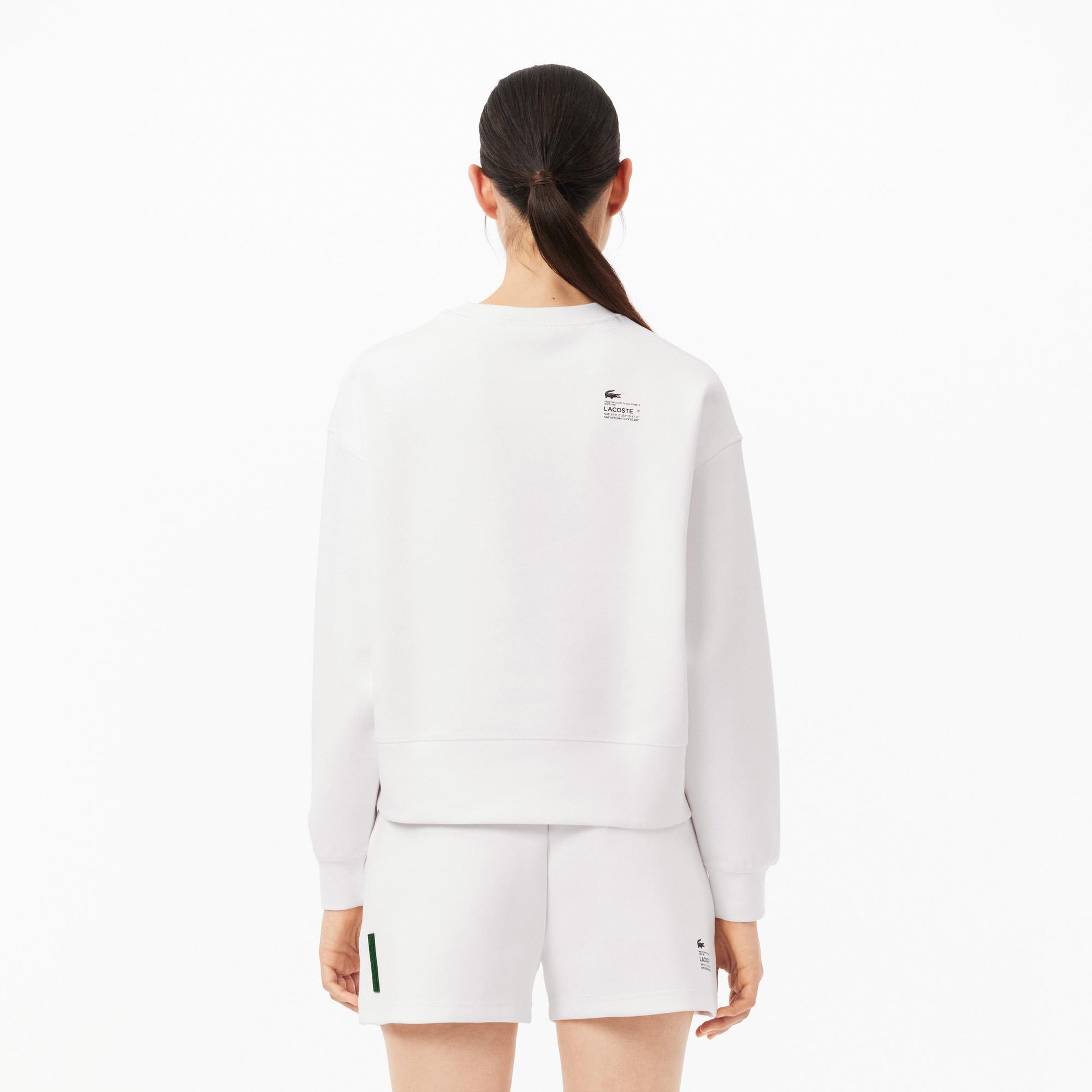 Lacoste Kadın Oversize Fit Bisiklet Yaka Beyaz Sweatshirt