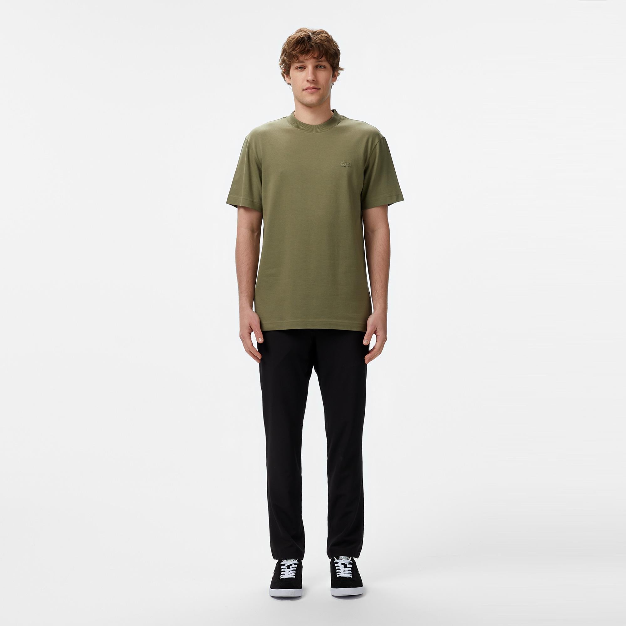 Erkek Relaxed Fit Bisiklet Yaka Haki Modal Karışımlı T-Shirt