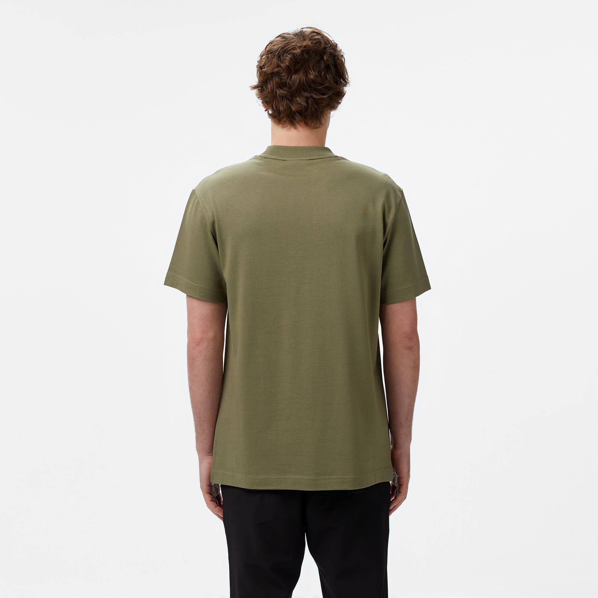 Erkek Relaxed Fit Bisiklet Yaka Haki Modal Karışımlı T-Shirt
