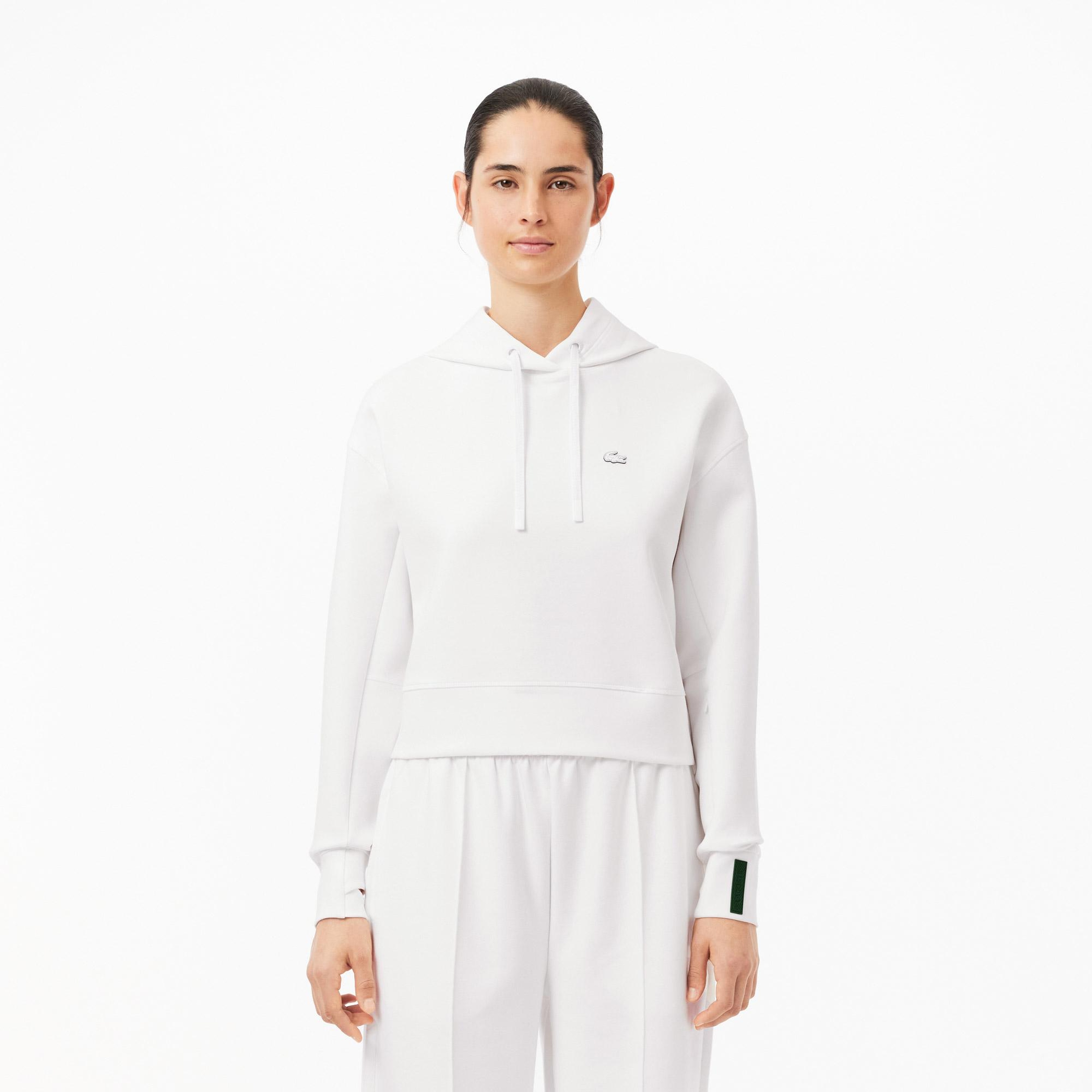 Lacoste Kadın Relaxed Fit Kapüşonlu Beyaz Sweatshirt