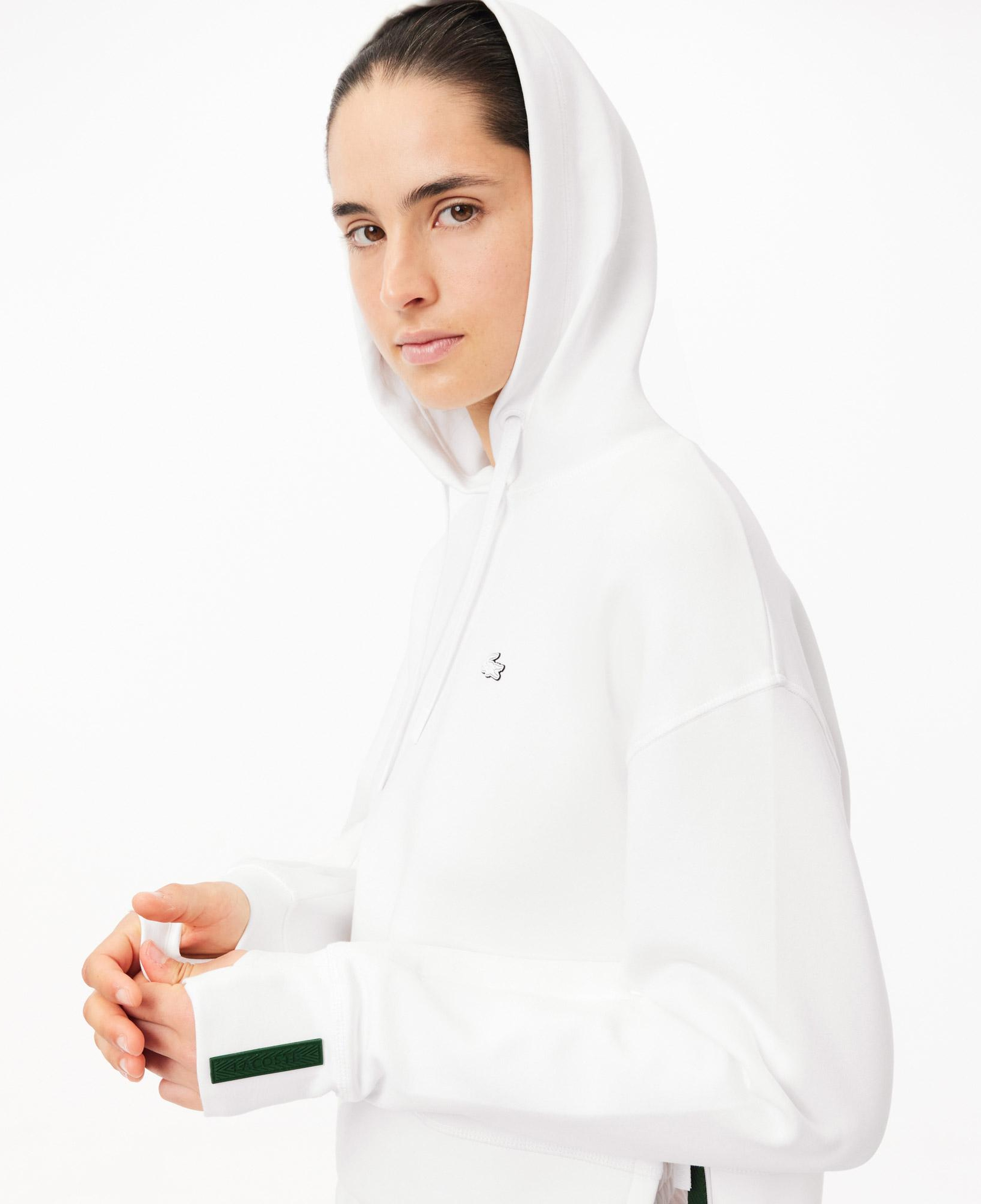 Lacoste Kadın Relaxed Fit Kapüşonlu Beyaz Sweatshirt