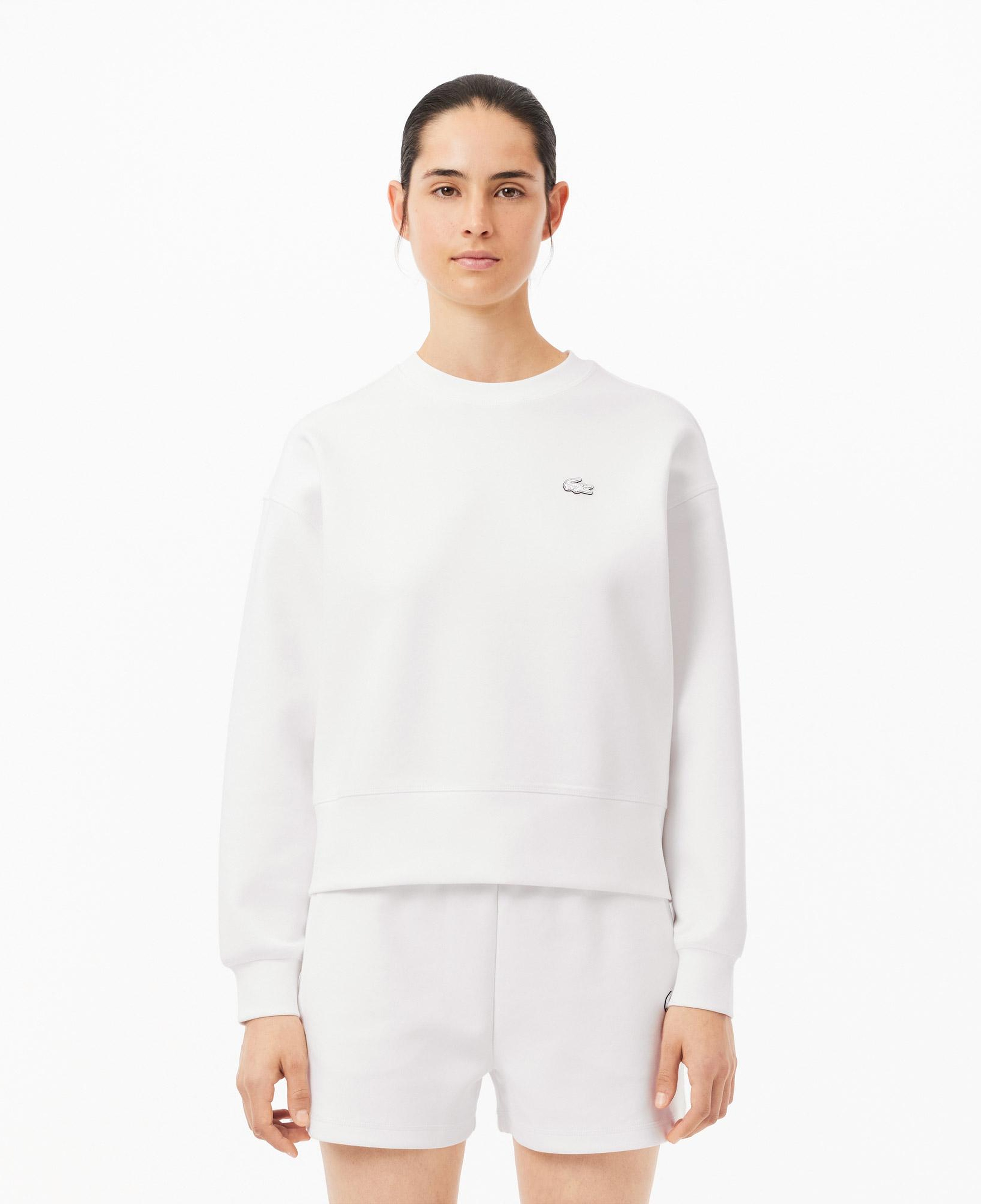 Kadın Oversize Fit Bisiklet Yaka Beyaz Sweatshirt