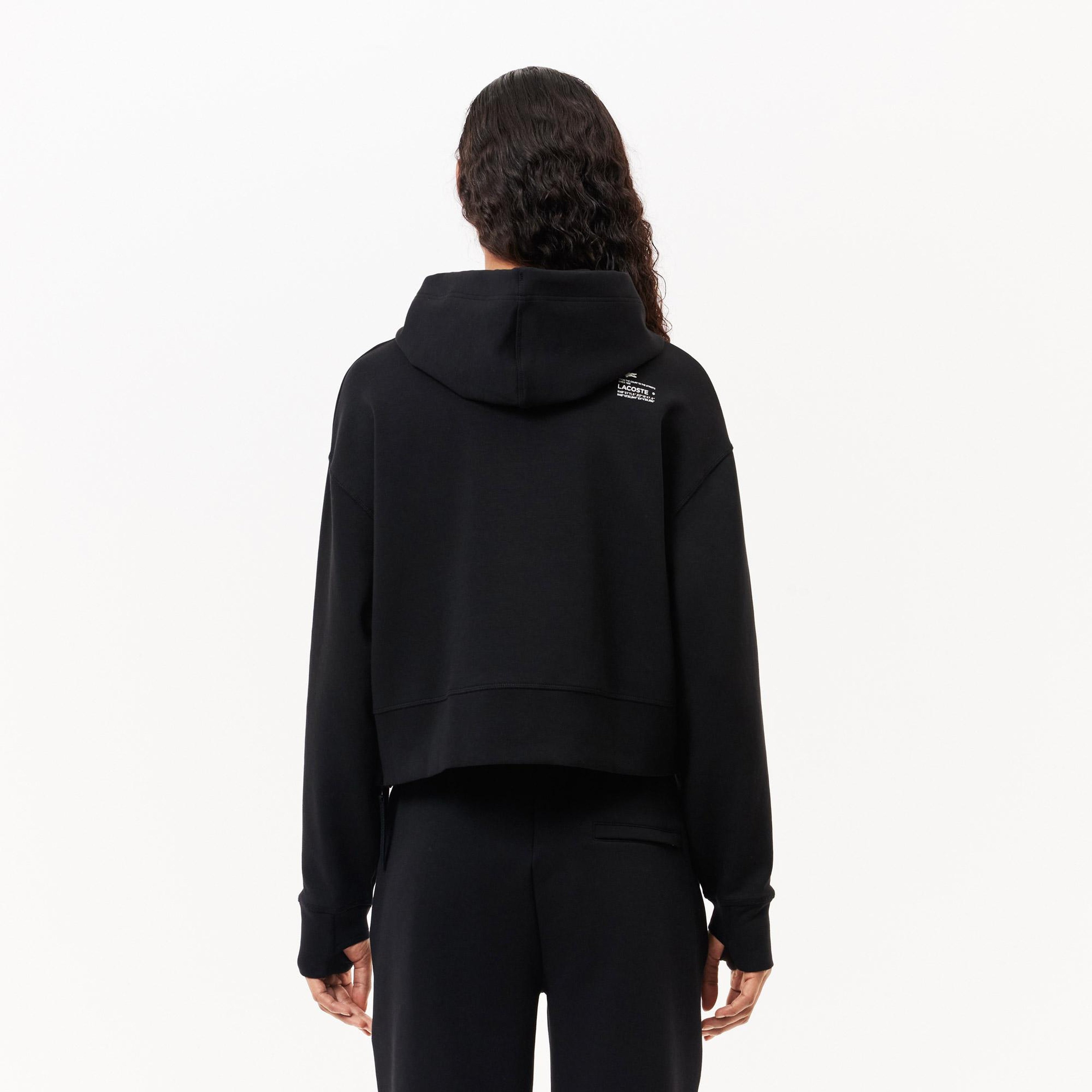 Lacoste Kadın Relaxed Fit Kapüşonlu Siyah Sweatshirt