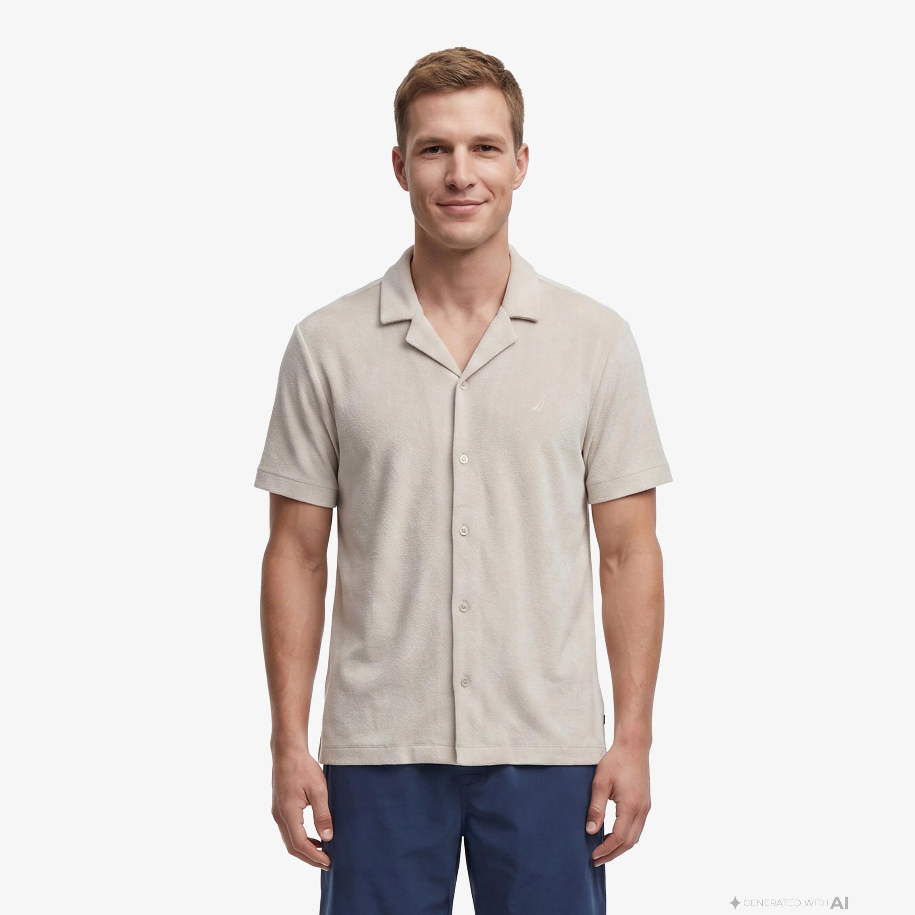 Nautica Erkek Gri Regular Fit Kısa Kollu Gömlek