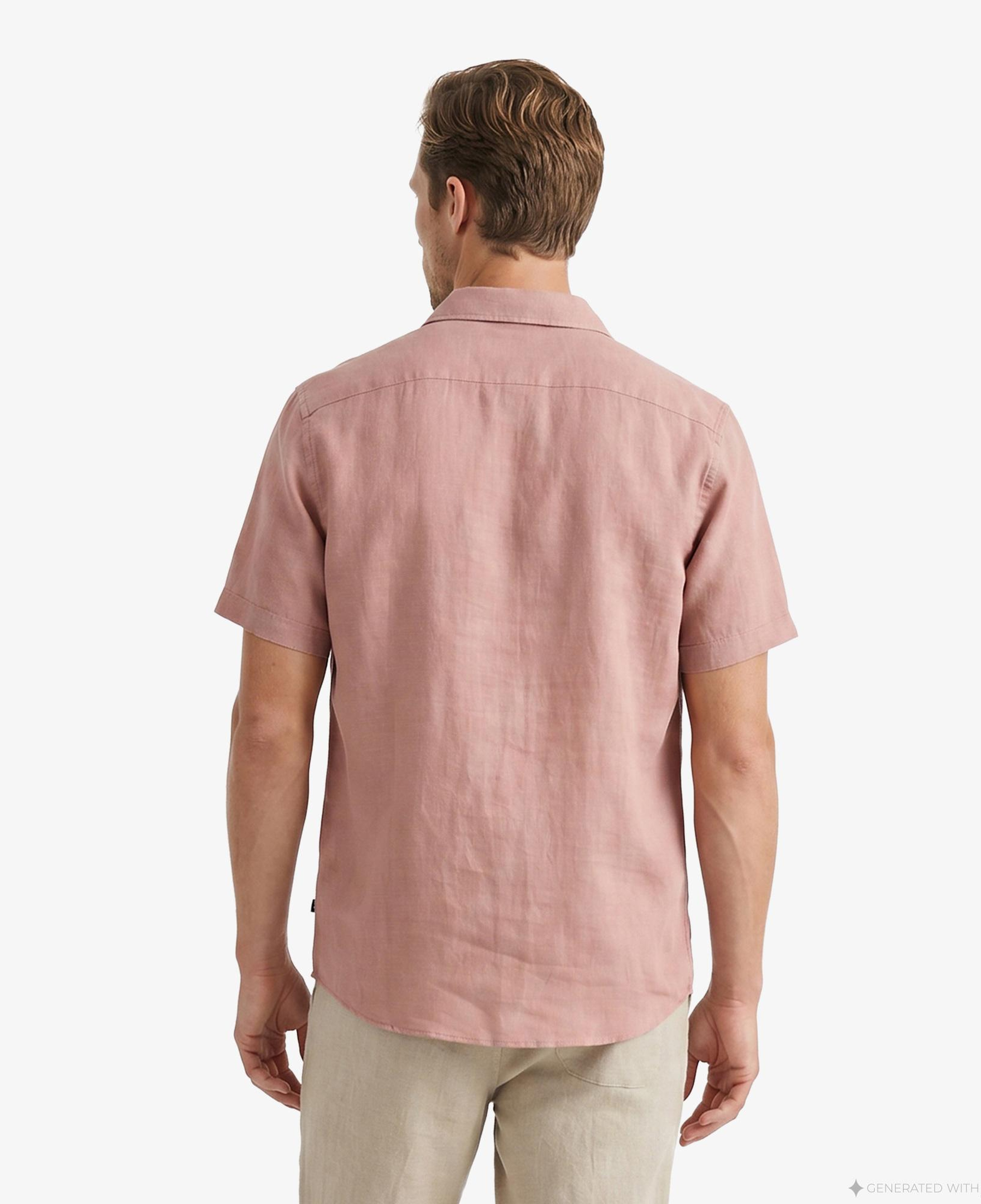 Nautica Erkek Kırmızı Regular Fit Kısa Kollu Keten Gömlek