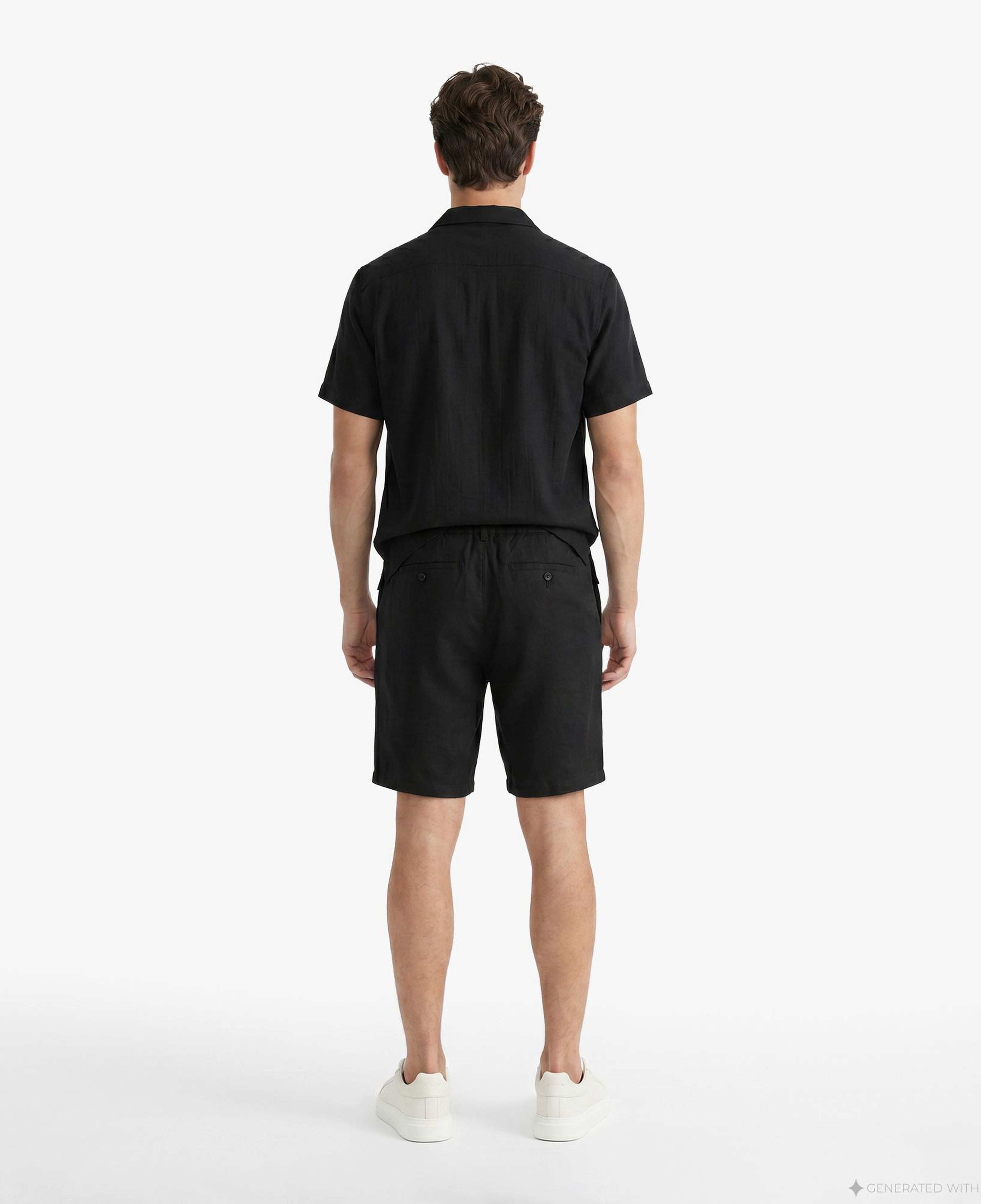 Nautica Erkek Siyah Regular Fit Keten Şort