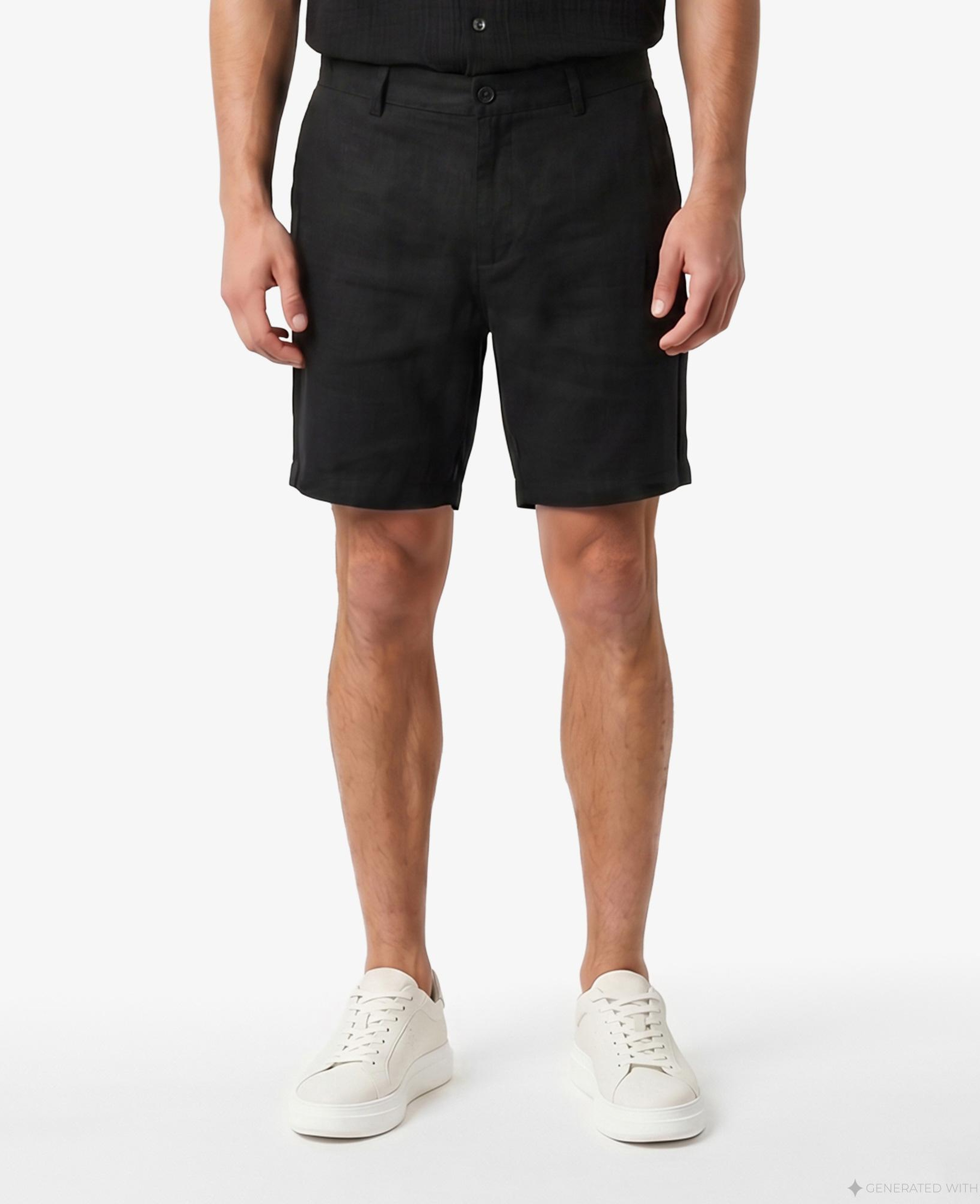 Nautica Erkek Siyah Regular Fit Keten Şort