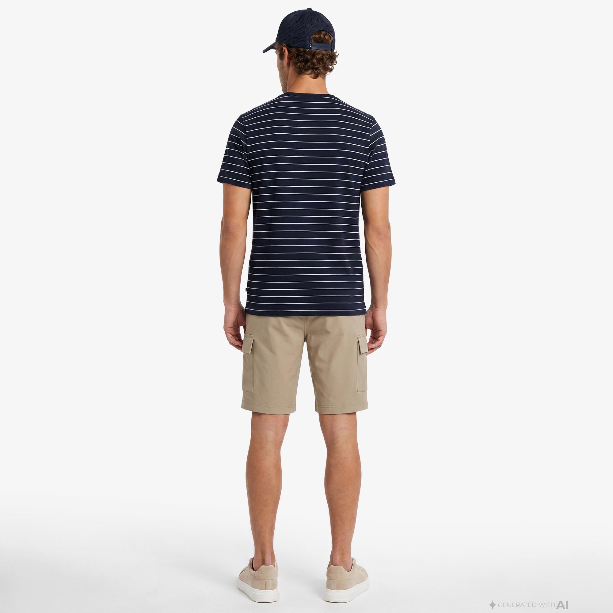 Nautica Erkek Lacivert Regular Fit Çizgili T-Shirt