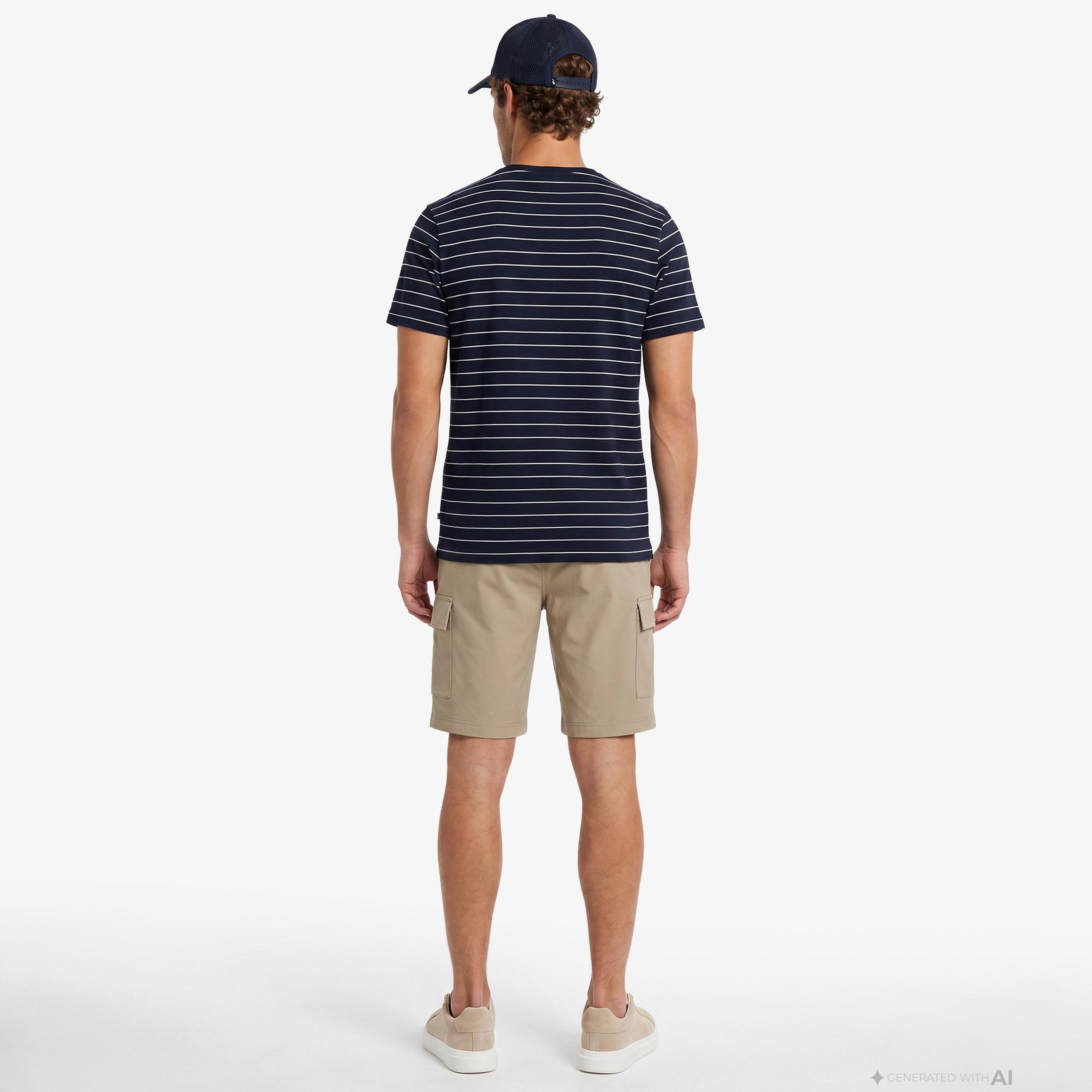 Nautica Erkek Lacivert Regular Fit Çizgili T-Shirt