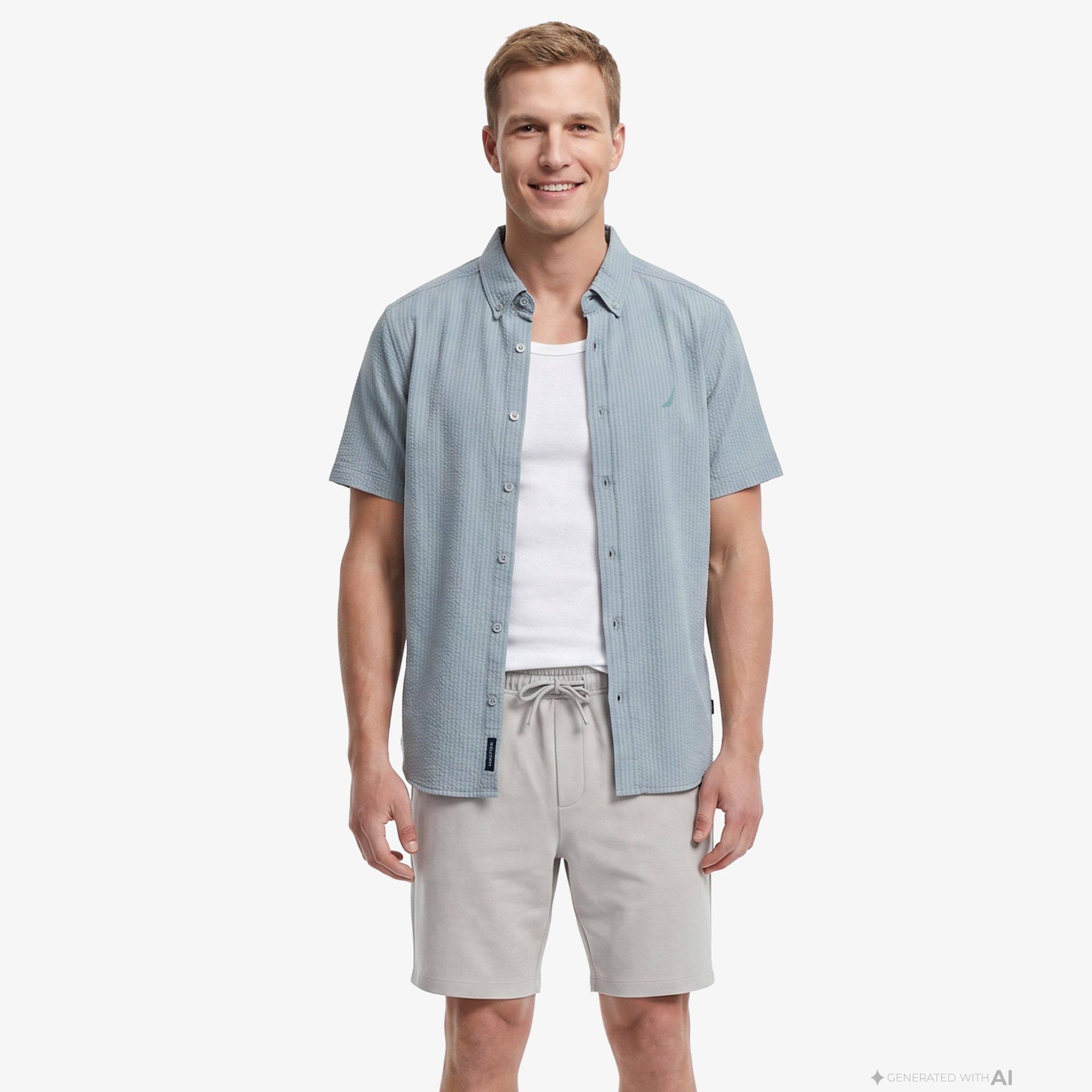 Nautica Erkek Yeşil Regular Fit Kısa Kollu Gömlek