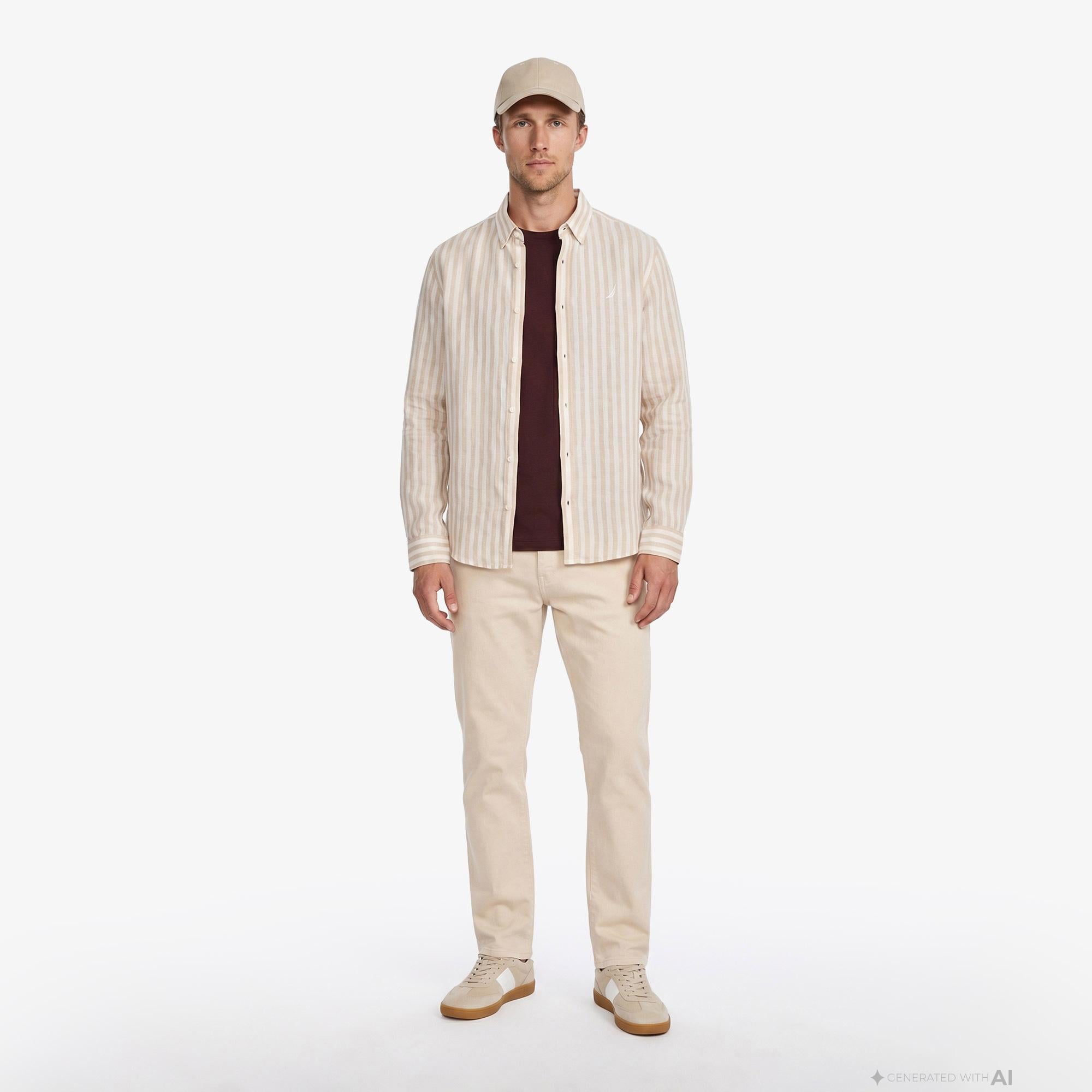 Nautica Erkek Krem Tapered Denim Pantolon