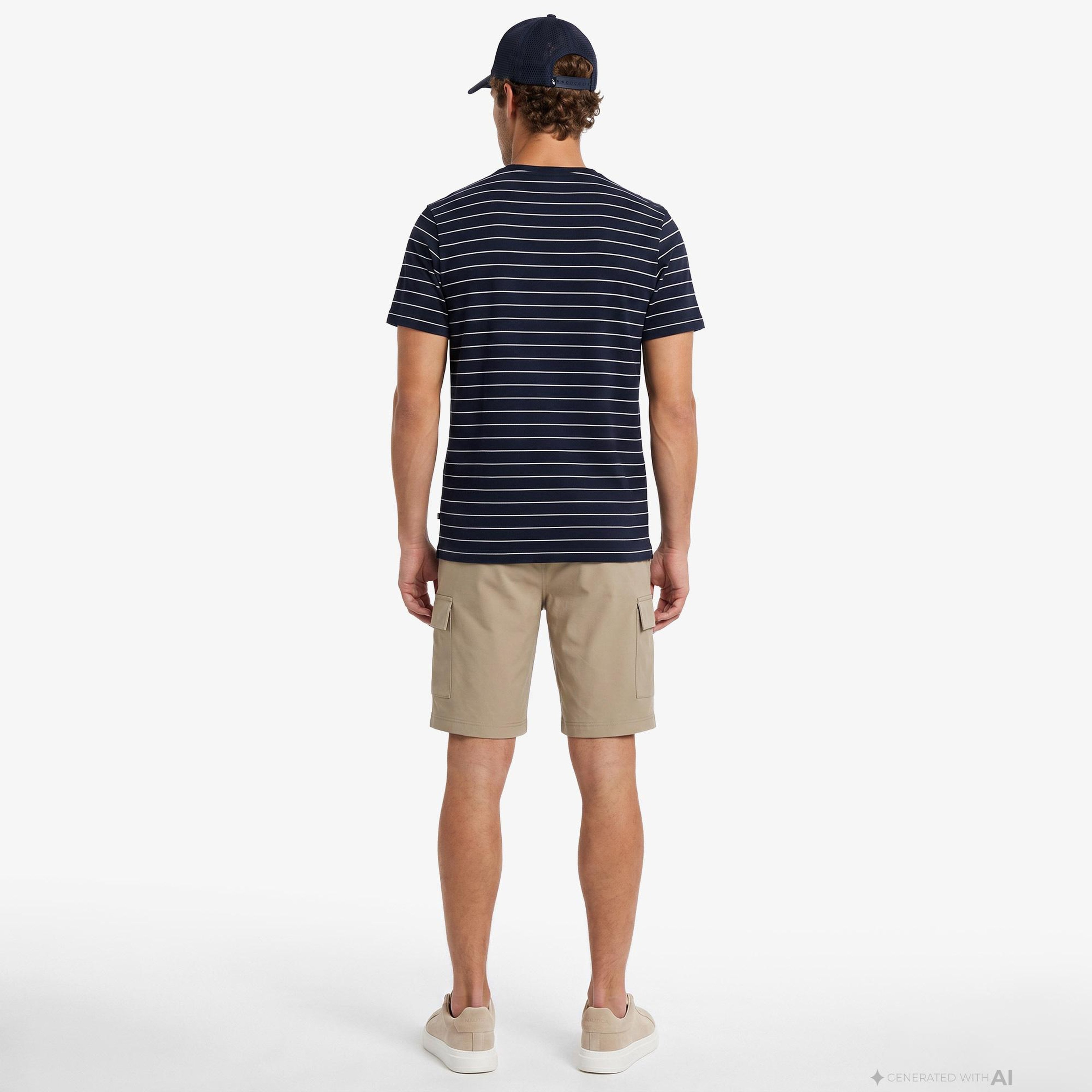Nautica Erkek Lacivert Regular Fit Çizgili T-Shirt