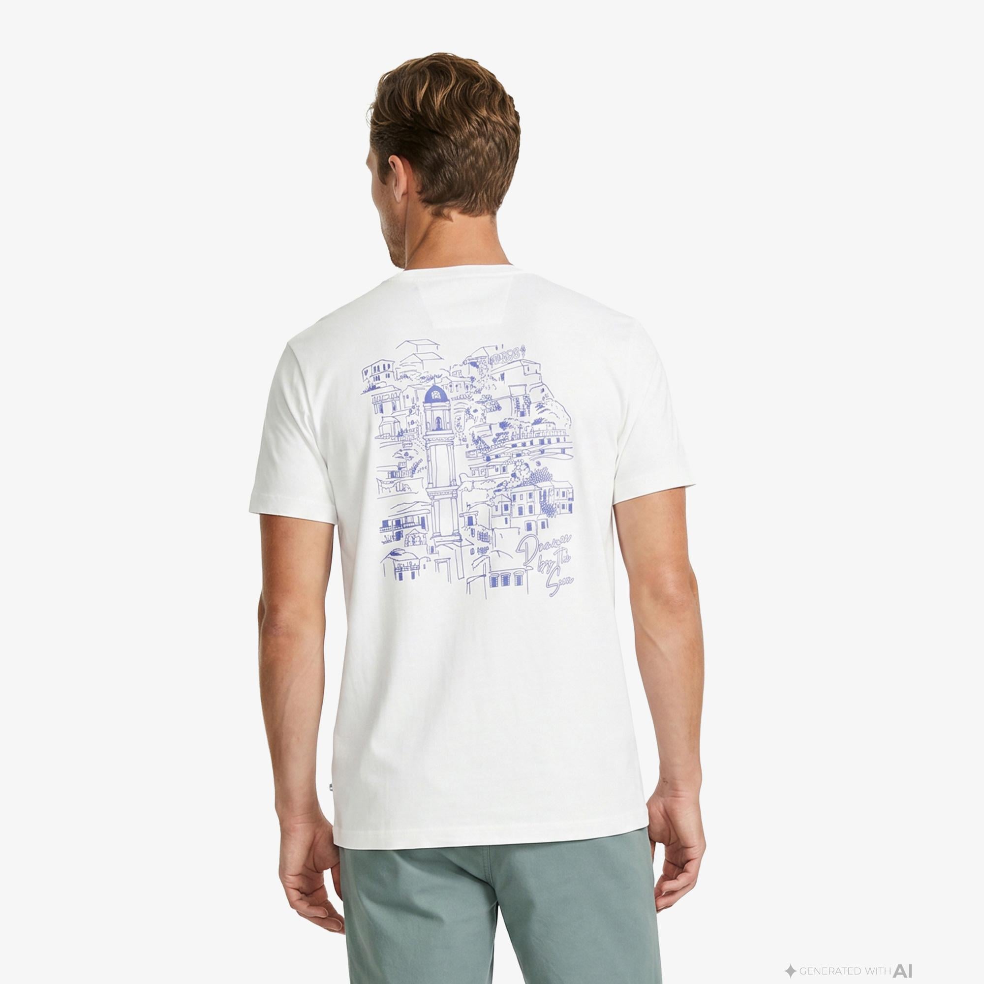Nautica Erkek Beyaz Regular Fit Baskılı T-Shirt