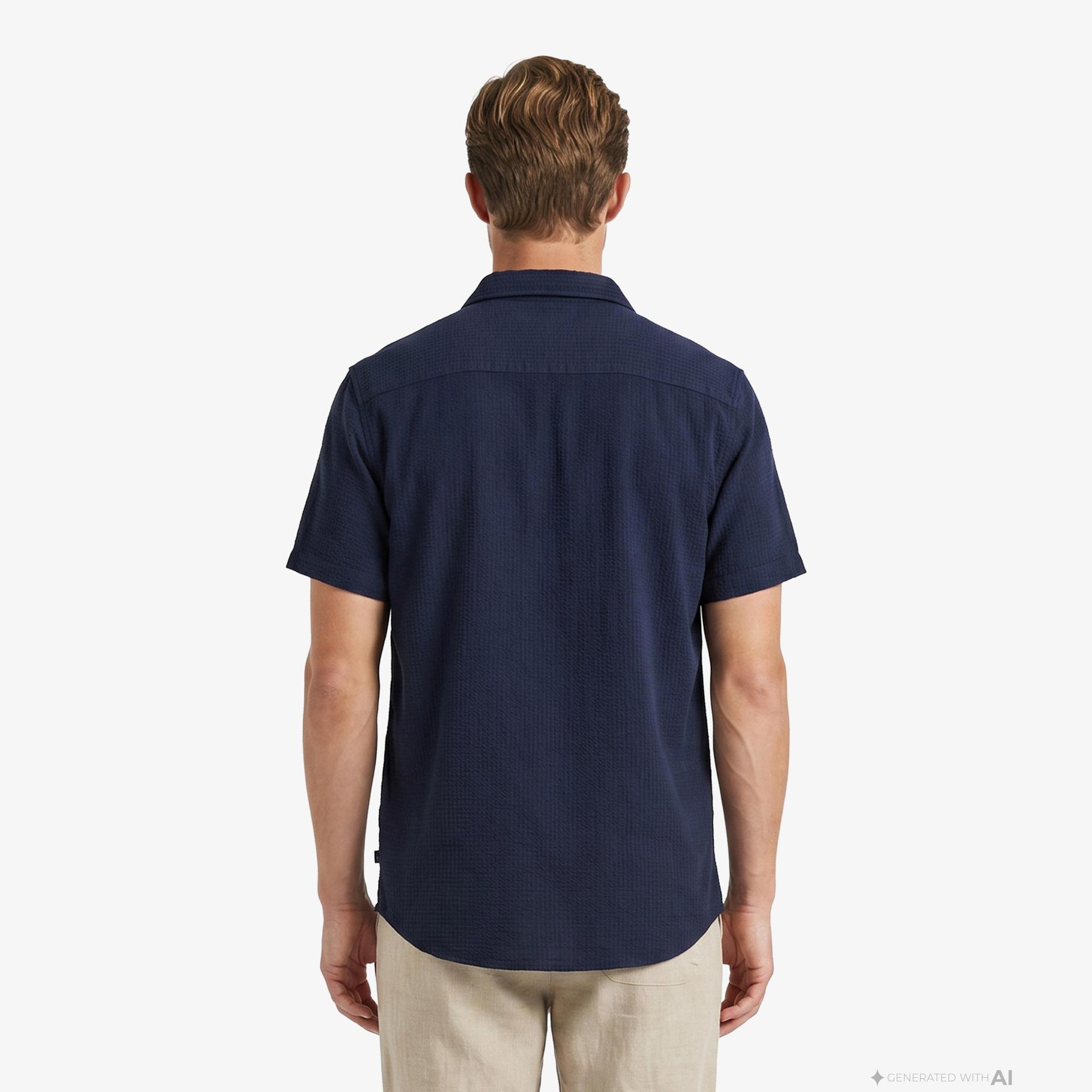 Nautica Erkek Lacivert Regular Fit Kısa Kollu Gömlek