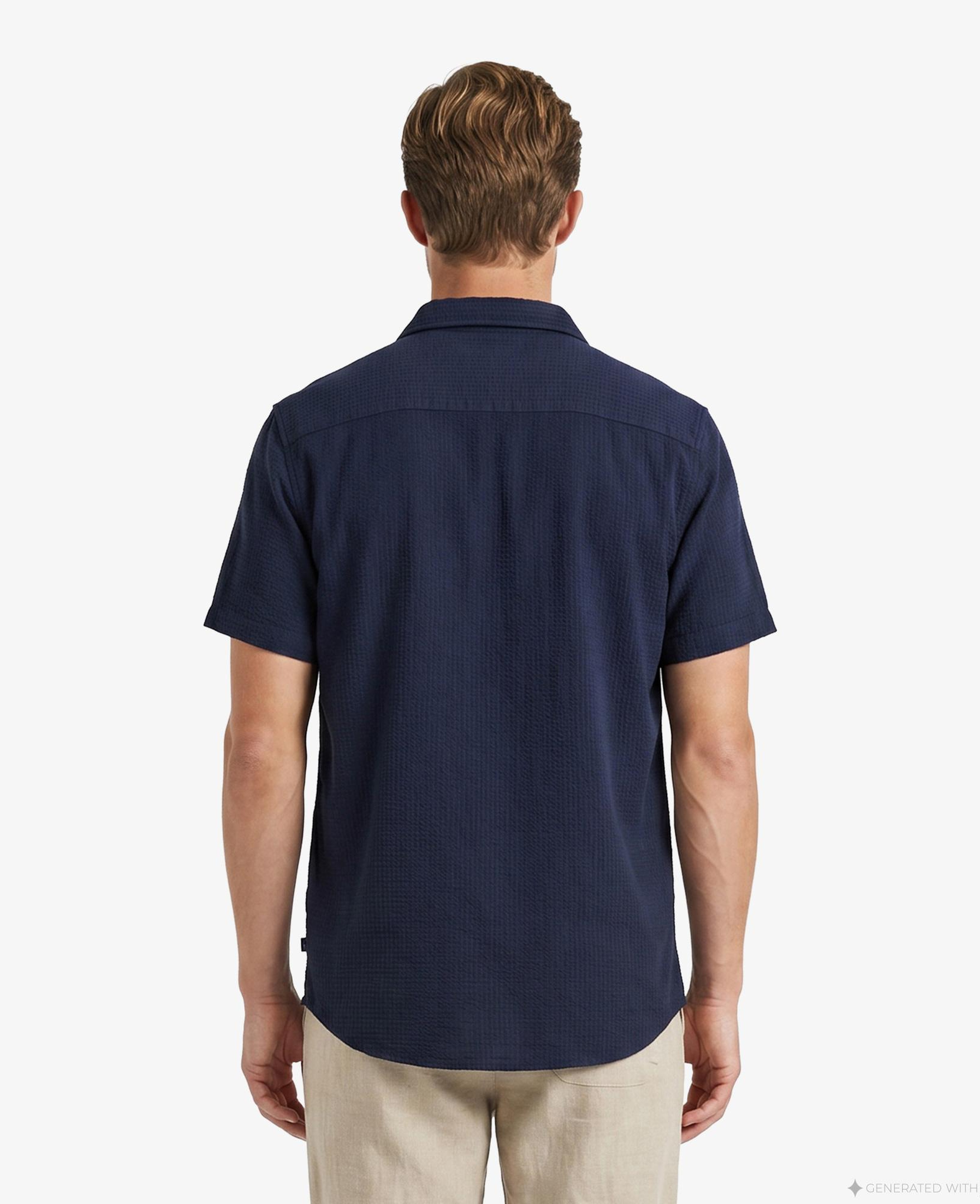 Nautica Erkek Lacivert Regular Fit Kısa Kollu Gömlek