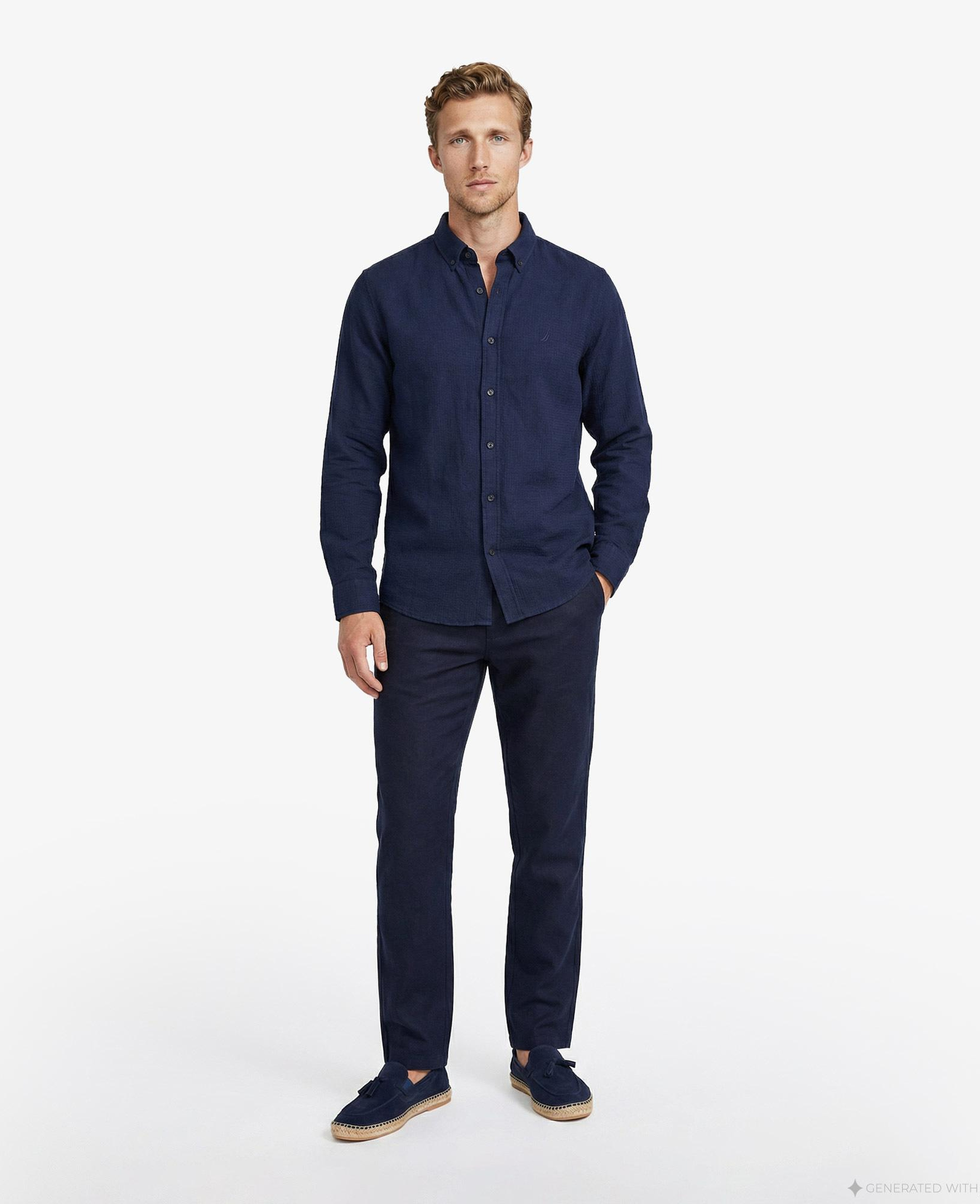 Nautica Erkek Lacivert Regular Fit Gömlek